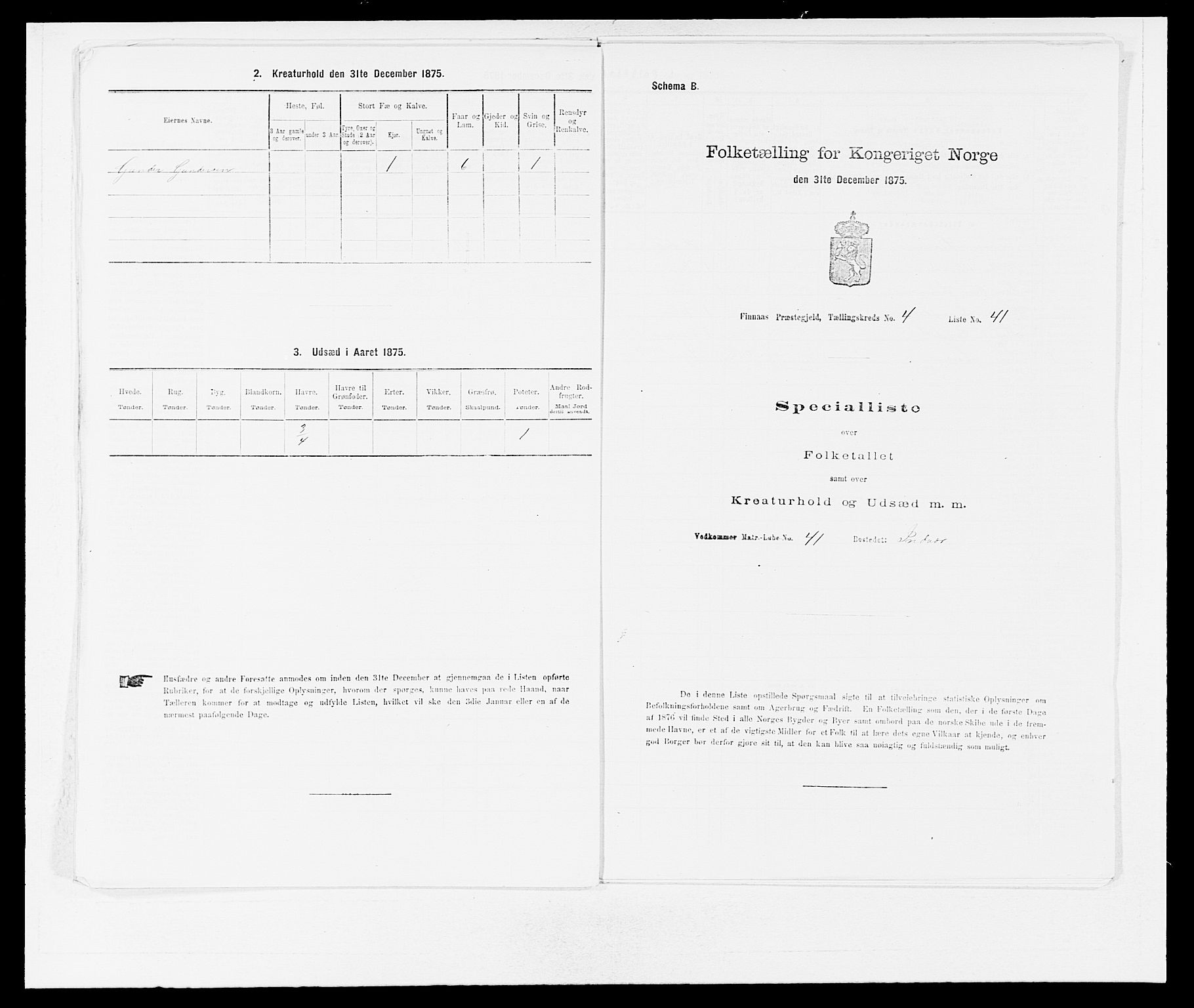 SAB, 1875 census for 1218P Finnås, 1875, p. 602