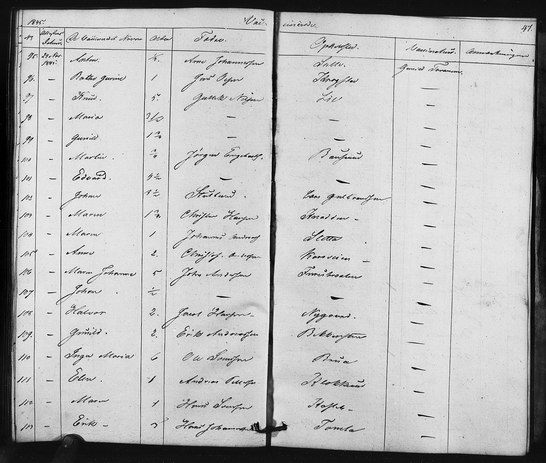 Enebakk prestekontor Kirkebøker, SAO/A-10171c/F/Fa/L0015: Parish register (official) no. I 15, 1830-1867, p. 47