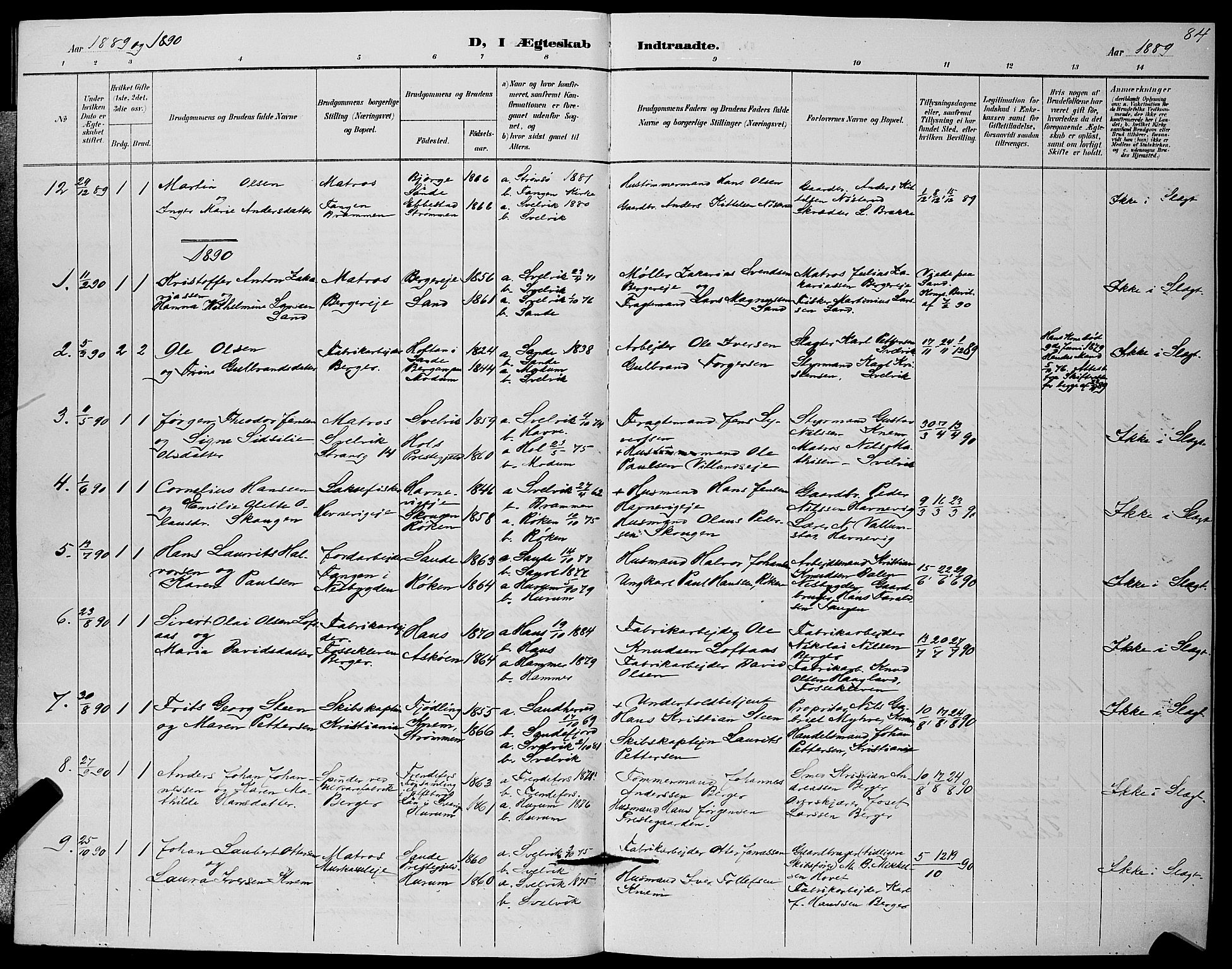 Strømm kirkebøker, SAKO/A-322/G/Ga/L0003: Parish register (copy) no. I 3, 1889-1896, p. 84