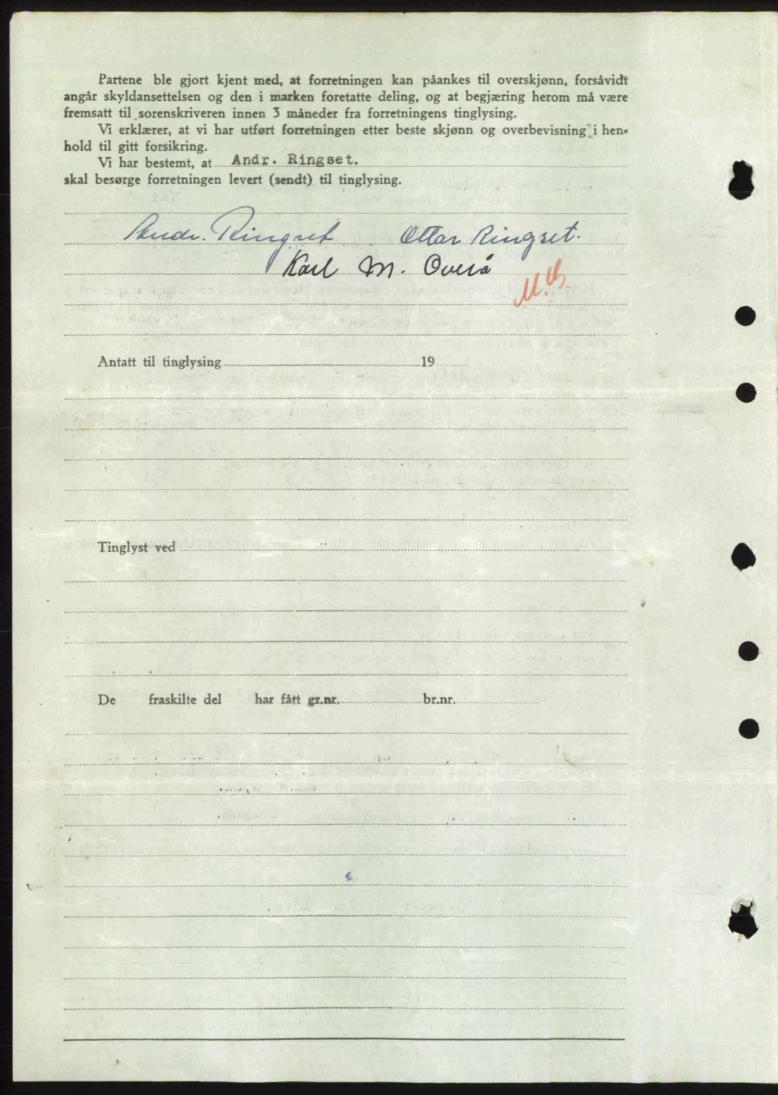 Nordre Sunnmøre sorenskriveri, AV/SAT-A-0006/1/2/2C/2Ca: Mortgage book no. A25, 1947-1947, Diary no: : 1310/1947