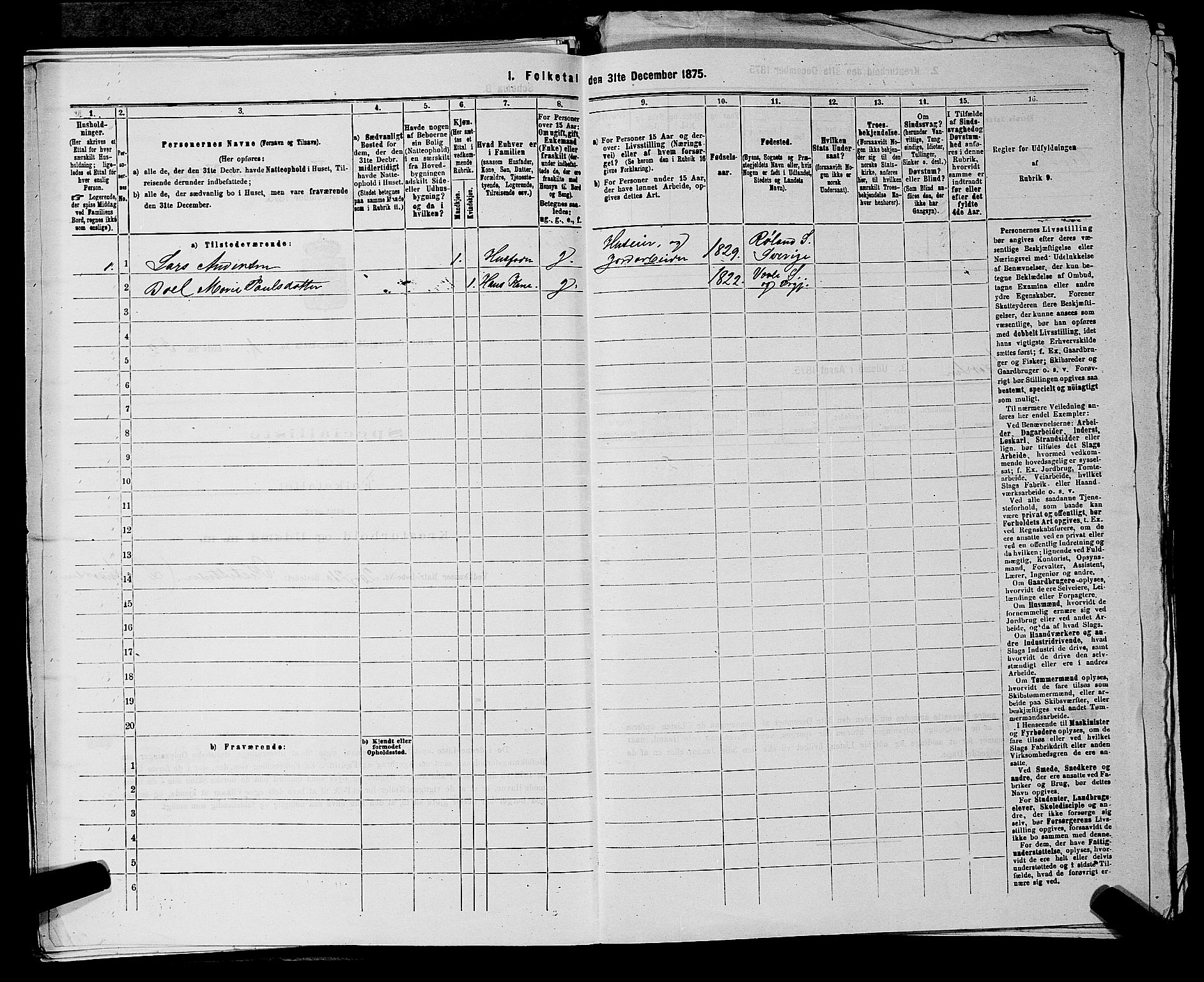 SAKO, 1875 census for 0715P Botne, 1875, p. 156