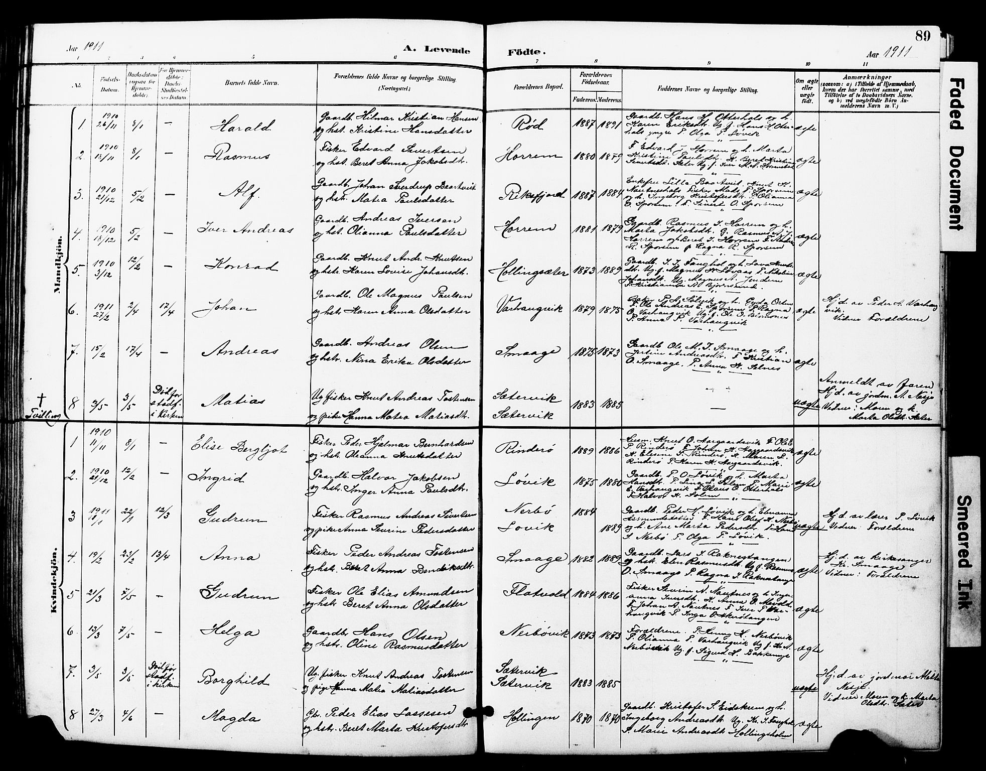 Ministerialprotokoller, klokkerbøker og fødselsregistre - Møre og Romsdal, SAT/A-1454/560/L0725: Parish register (copy) no. 560C02, 1895-1930, p. 89