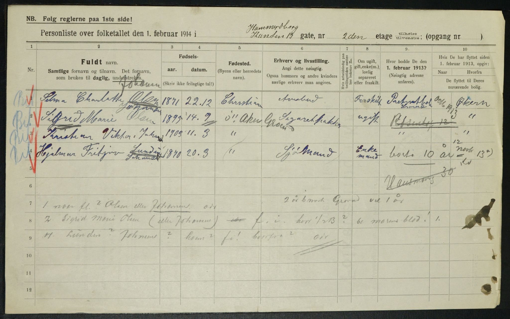 OBA, Municipal Census 1914 for Kristiania, 1914, p. 48240