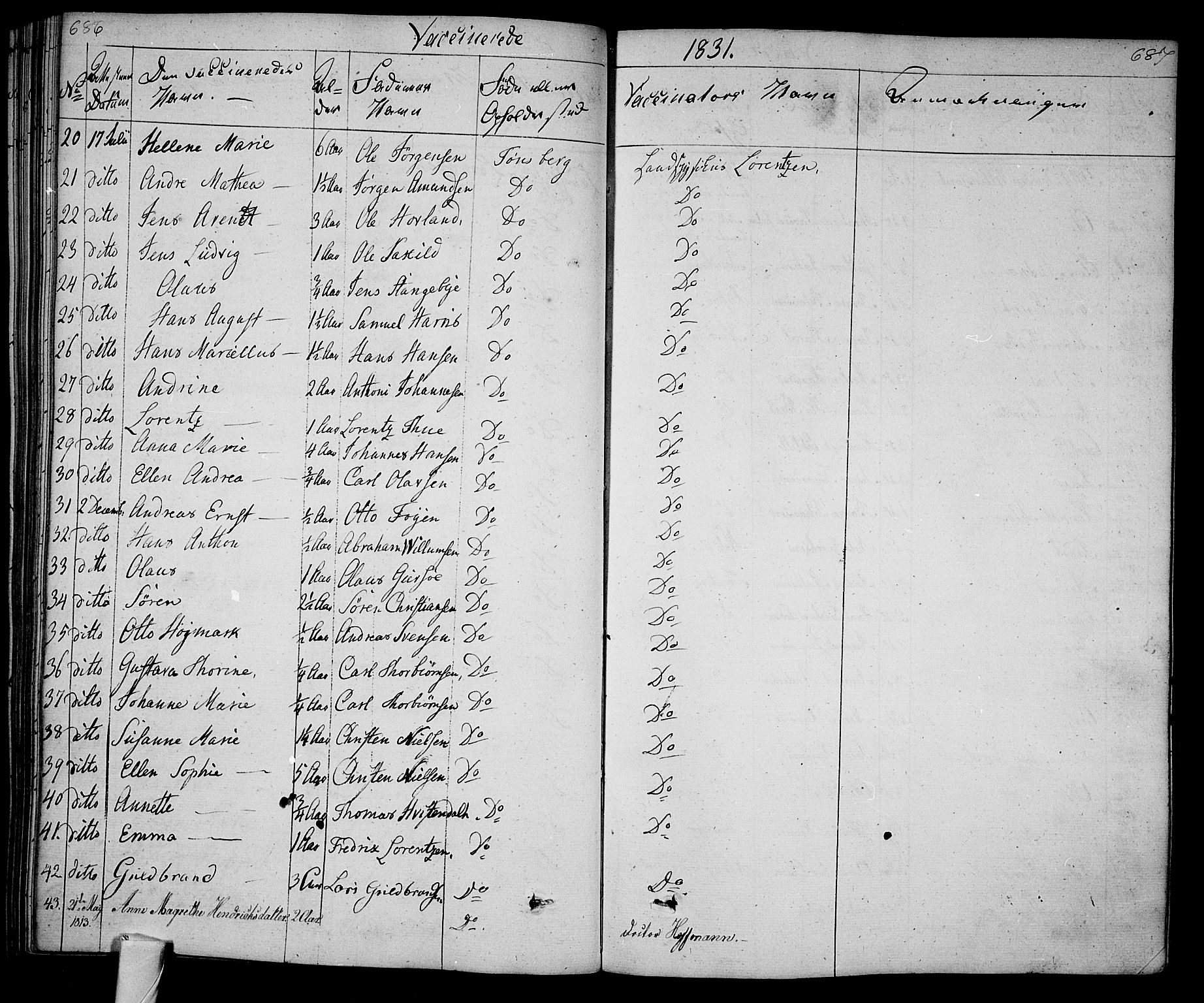 Tønsberg kirkebøker, AV/SAKO-A-330/F/Fa/L0005: Parish register (official) no. I 5, 1827-1836, p. 686-687