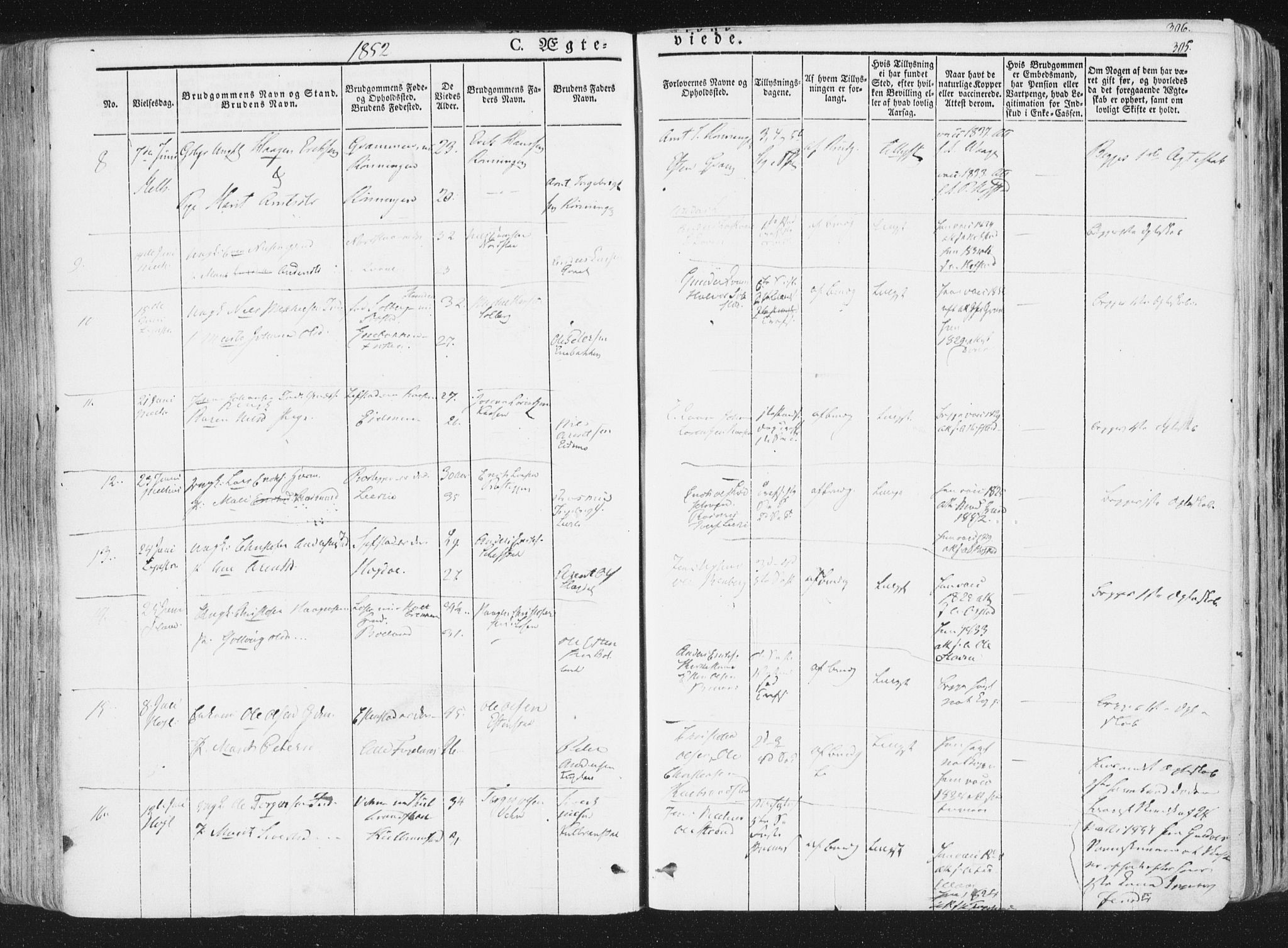Ministerialprotokoller, klokkerbøker og fødselsregistre - Sør-Trøndelag, SAT/A-1456/691/L1074: Parish register (official) no. 691A06, 1842-1852, p. 305