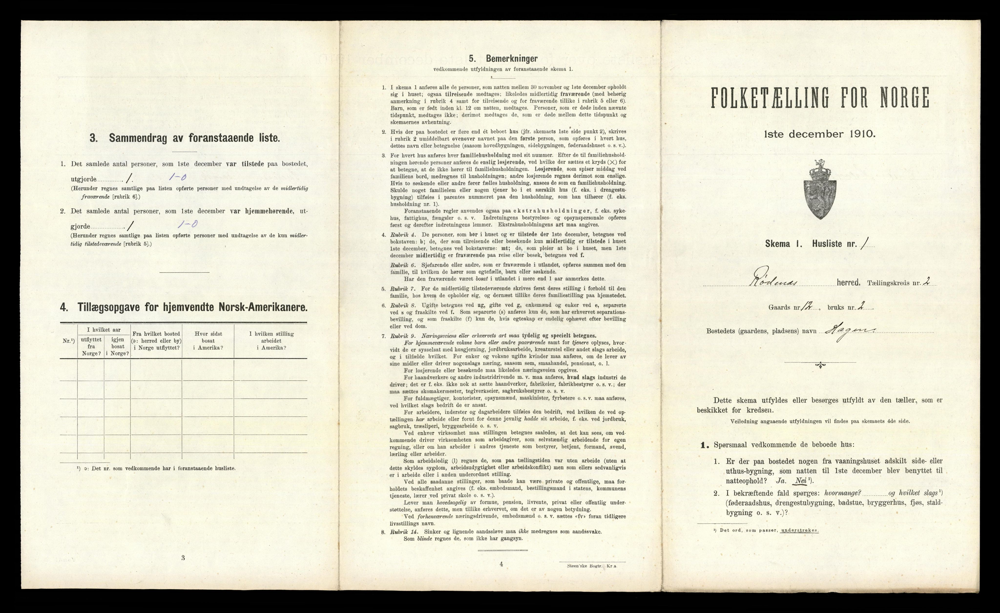 RA, 1910 census for Rødenes, 1910, p. 131