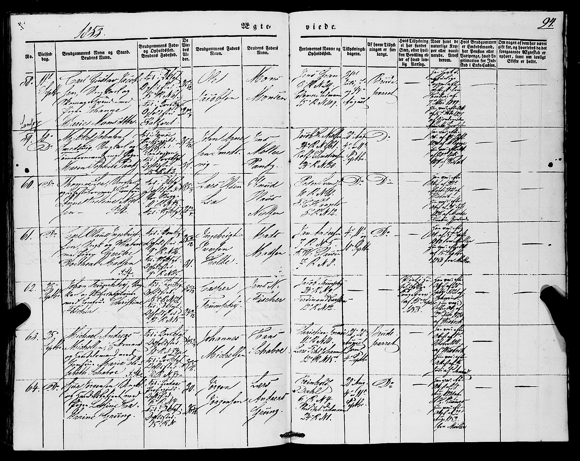Domkirken sokneprestembete, SAB/A-74801/H/Haa/L0033: Parish register (official) no. D 1, 1841-1853, p. 94