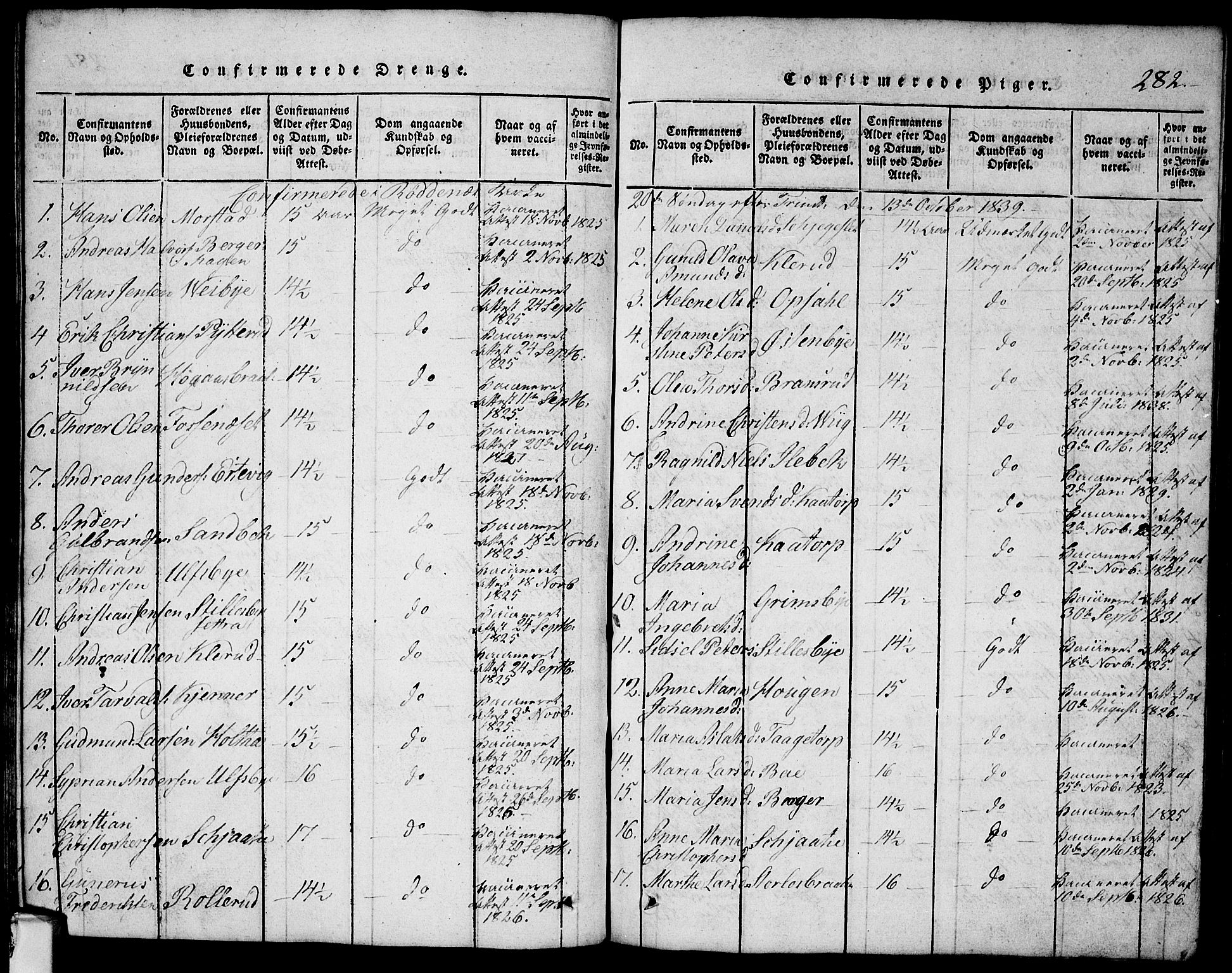 Rødenes prestekontor Kirkebøker, SAO/A-2005/G/Ga/L0001: Parish register (copy) no.  I 1, 1814-1841, p. 282