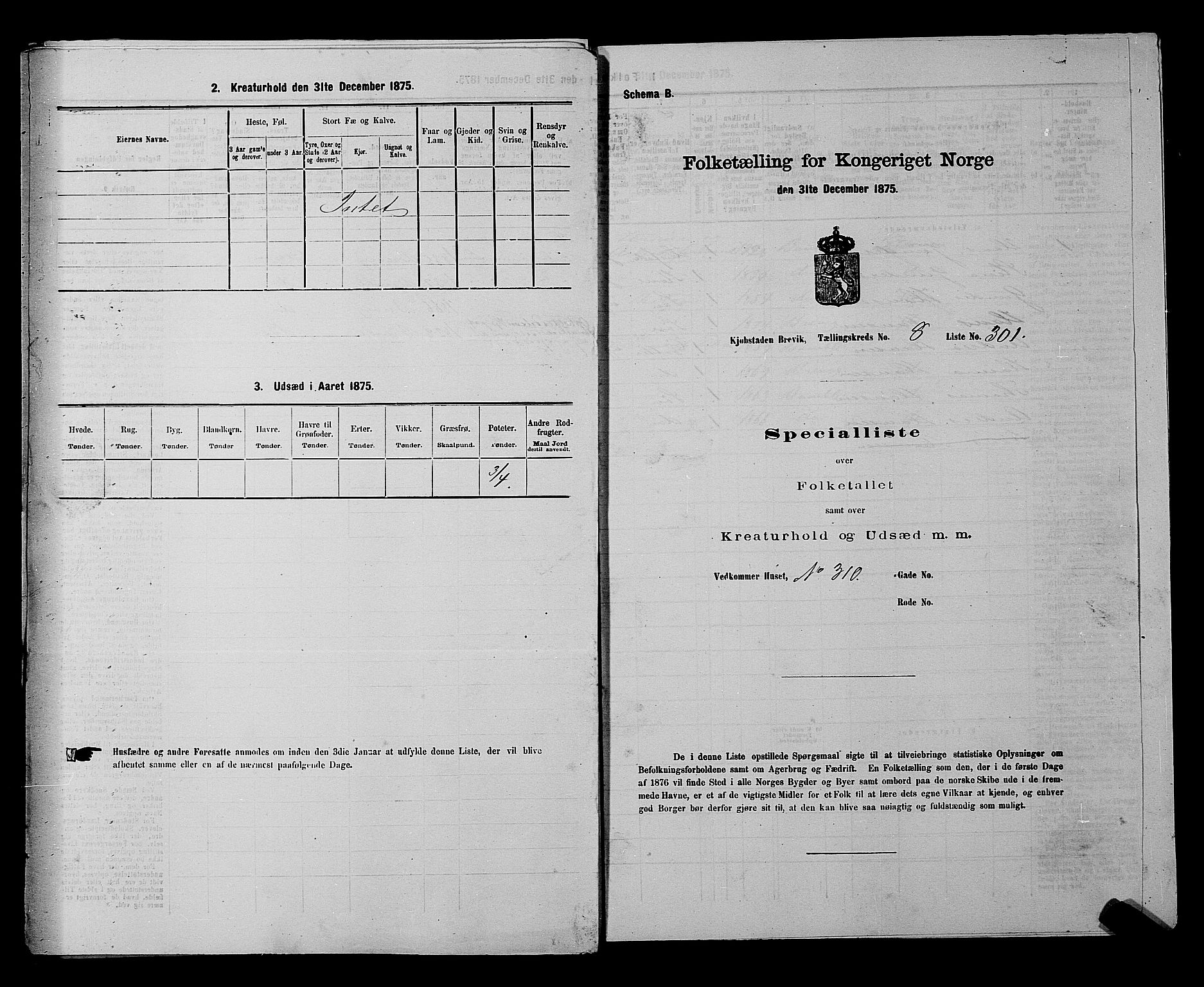 SAKO, 1875 census for 0804P Brevik, 1875, p. 692