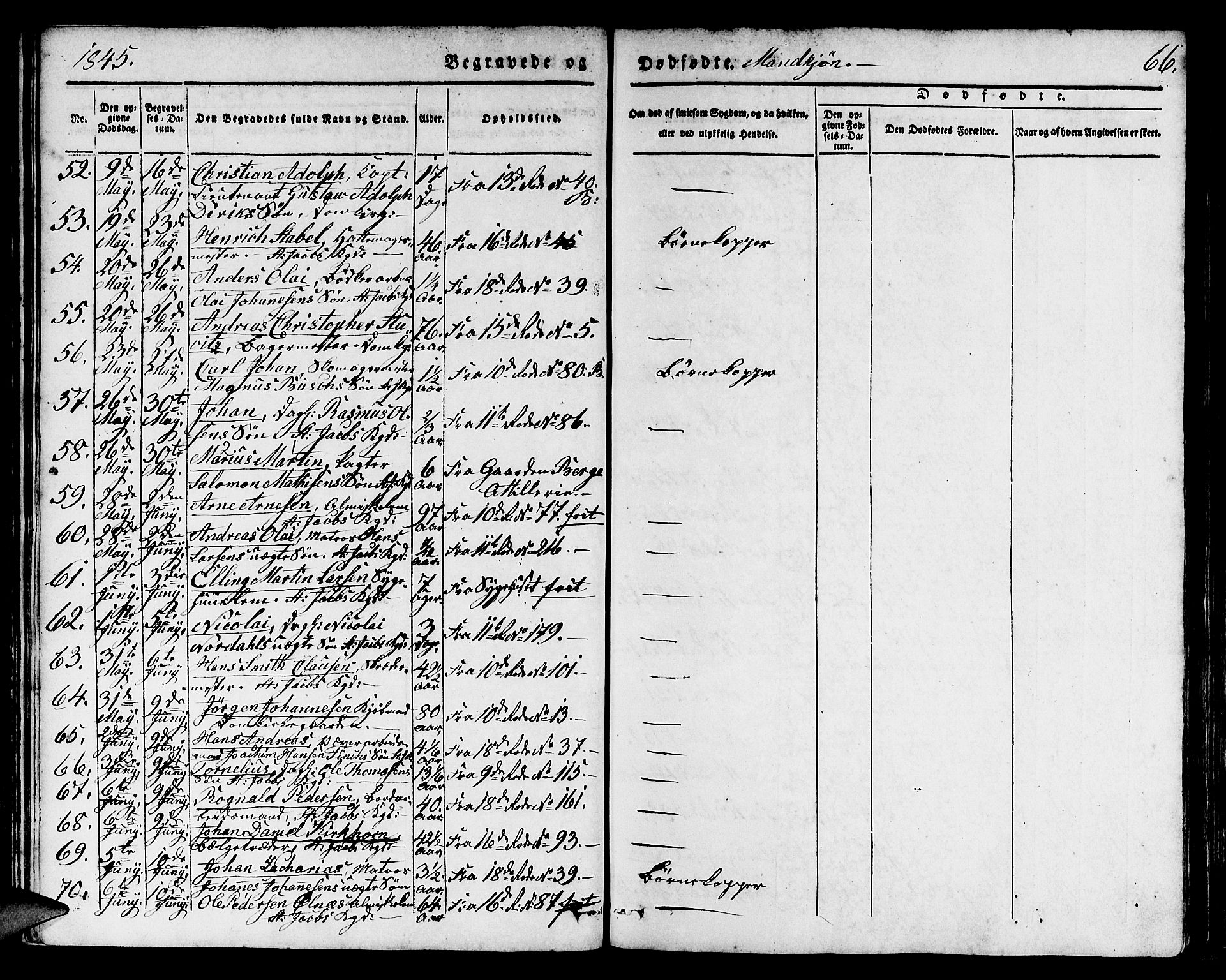 Domkirken sokneprestembete, AV/SAB-A-74801/H/Hab/L0037: Parish register (copy) no. E 1, 1836-1848, p. 66