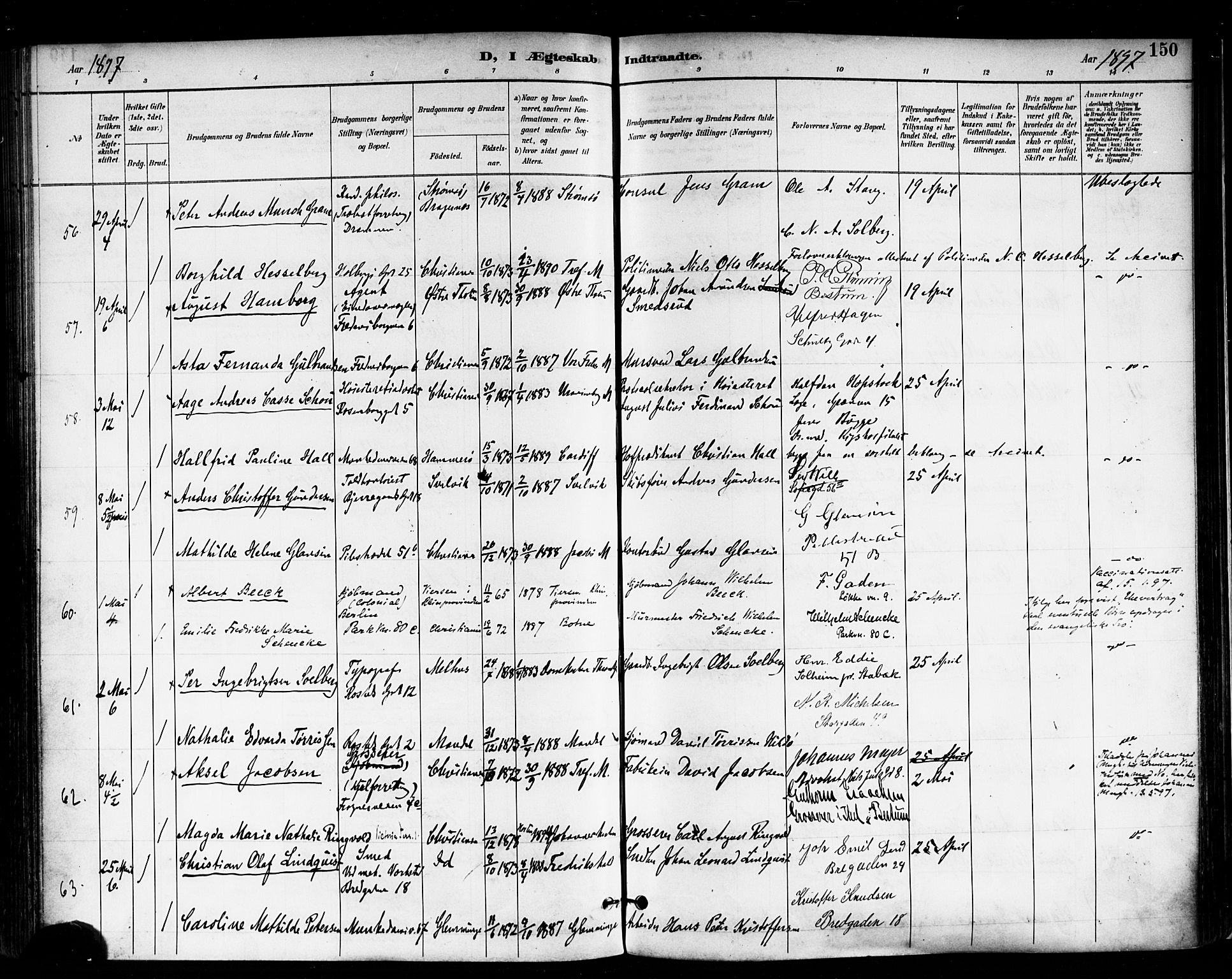Trefoldighet prestekontor Kirkebøker, SAO/A-10882/F/Fc/L0004: Parish register (official) no. III 4, 1891-1900, p. 150