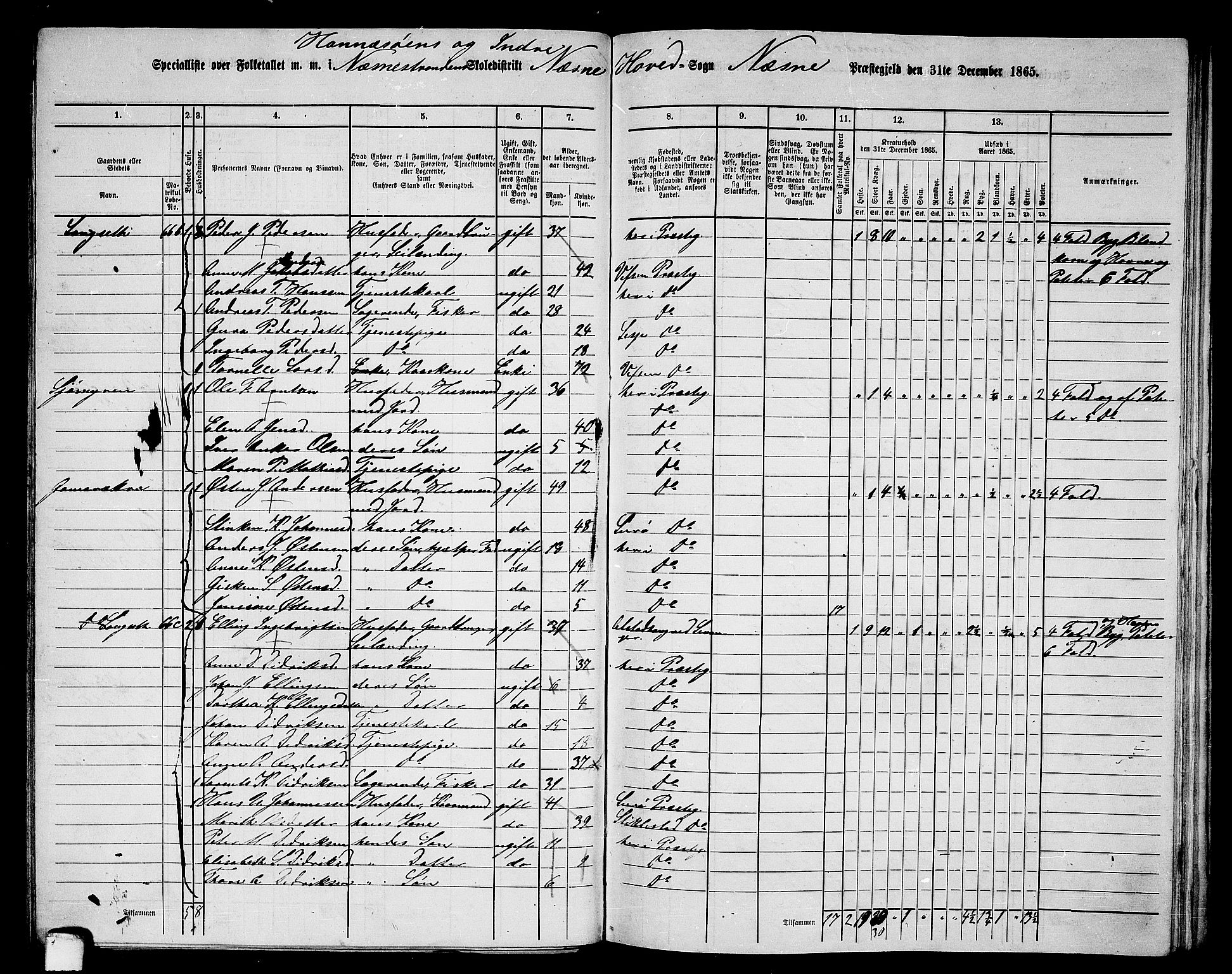 RA, 1865 census for Nesna, 1865, p. 84