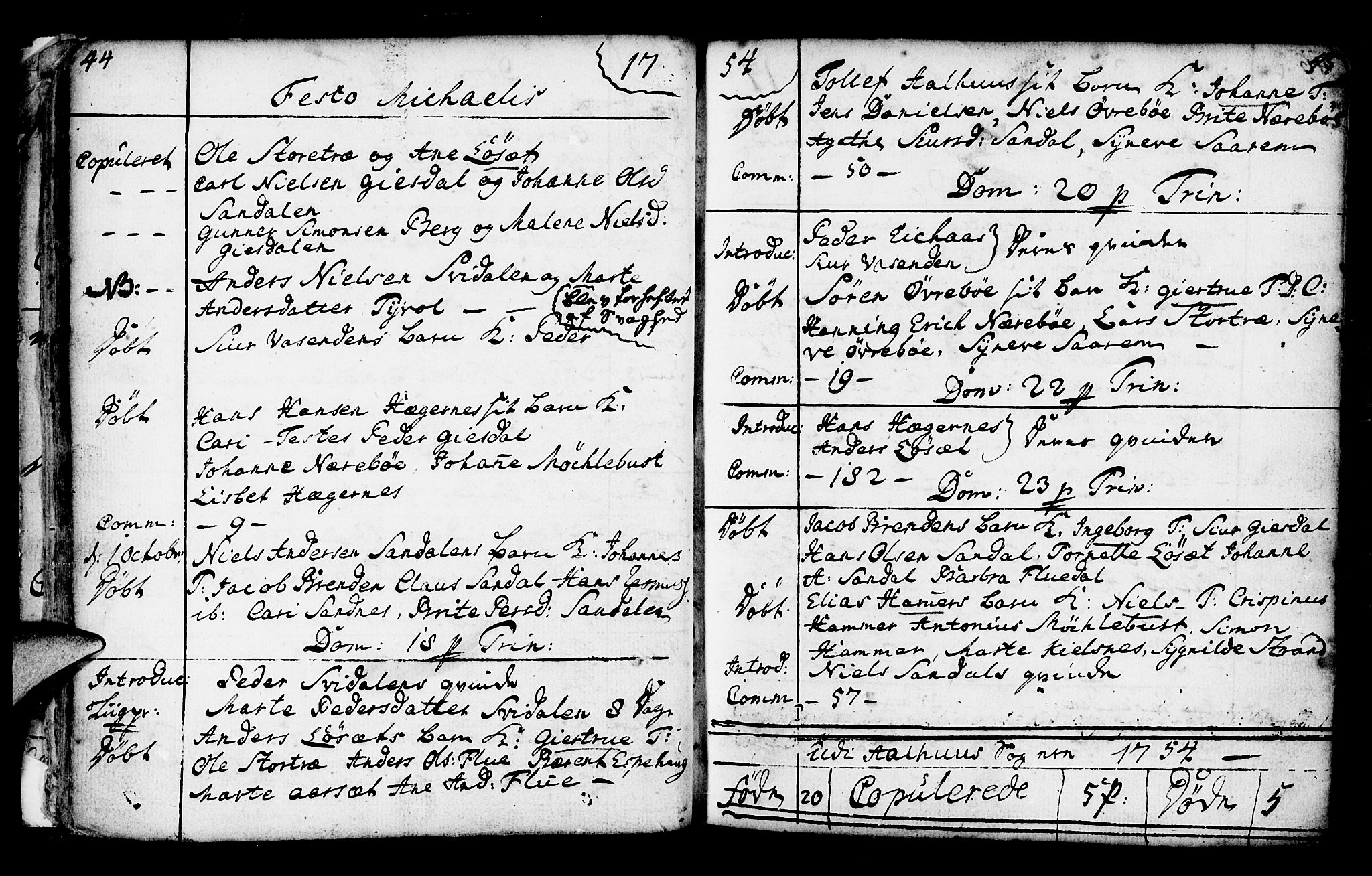 Jølster sokneprestembete, SAB/A-80701/H/Haa/Haaa/L0003: Parish register (official) no. A 3, 1748-1789, p. 44-45