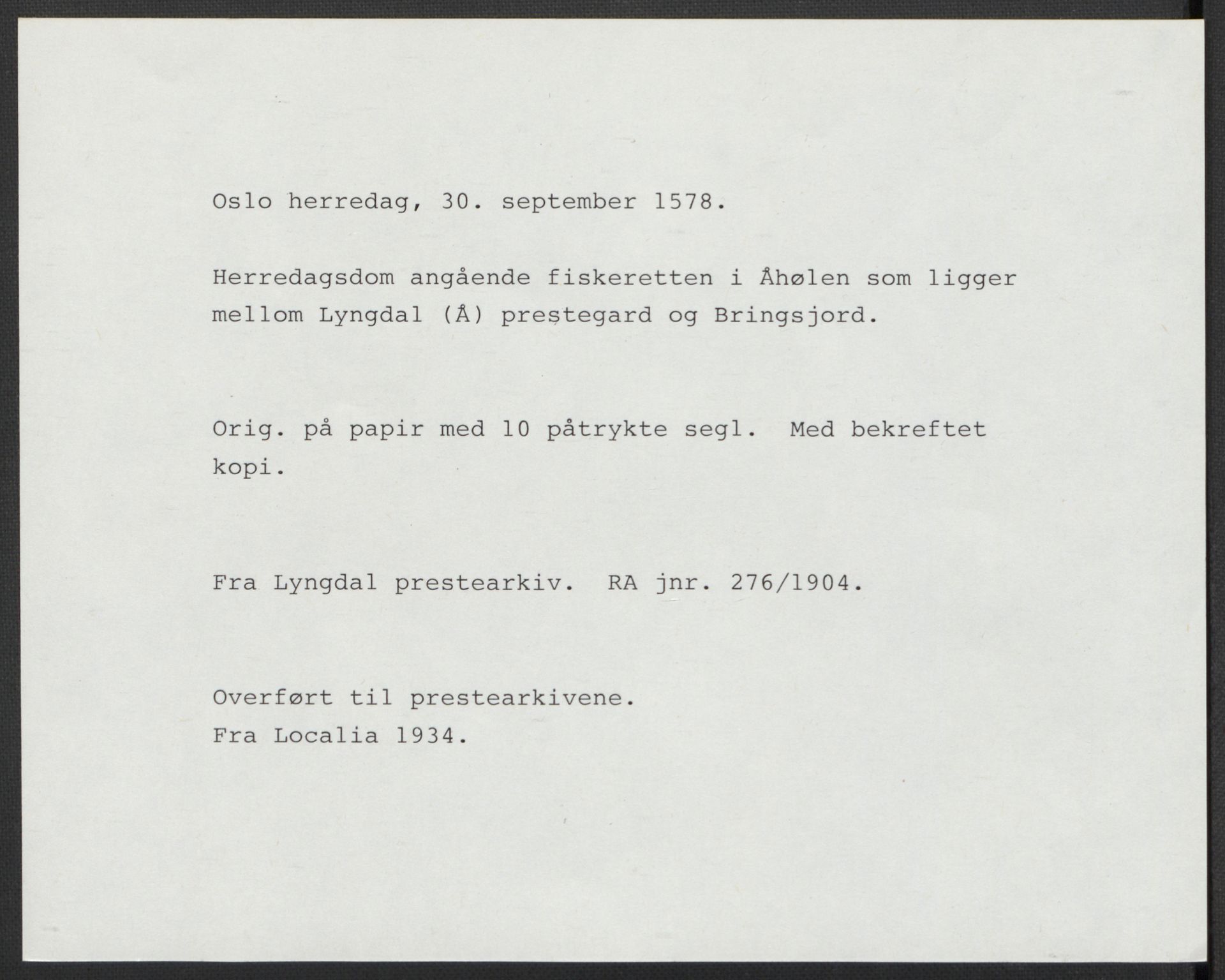 Riksarkivets diplomsamling, AV/RA-EA-5965/F15/L0035: Prestearkiv - Vest-Agder, Sogn og Fjordane og Sør-Trøndelag, 1578-1787, p. 6