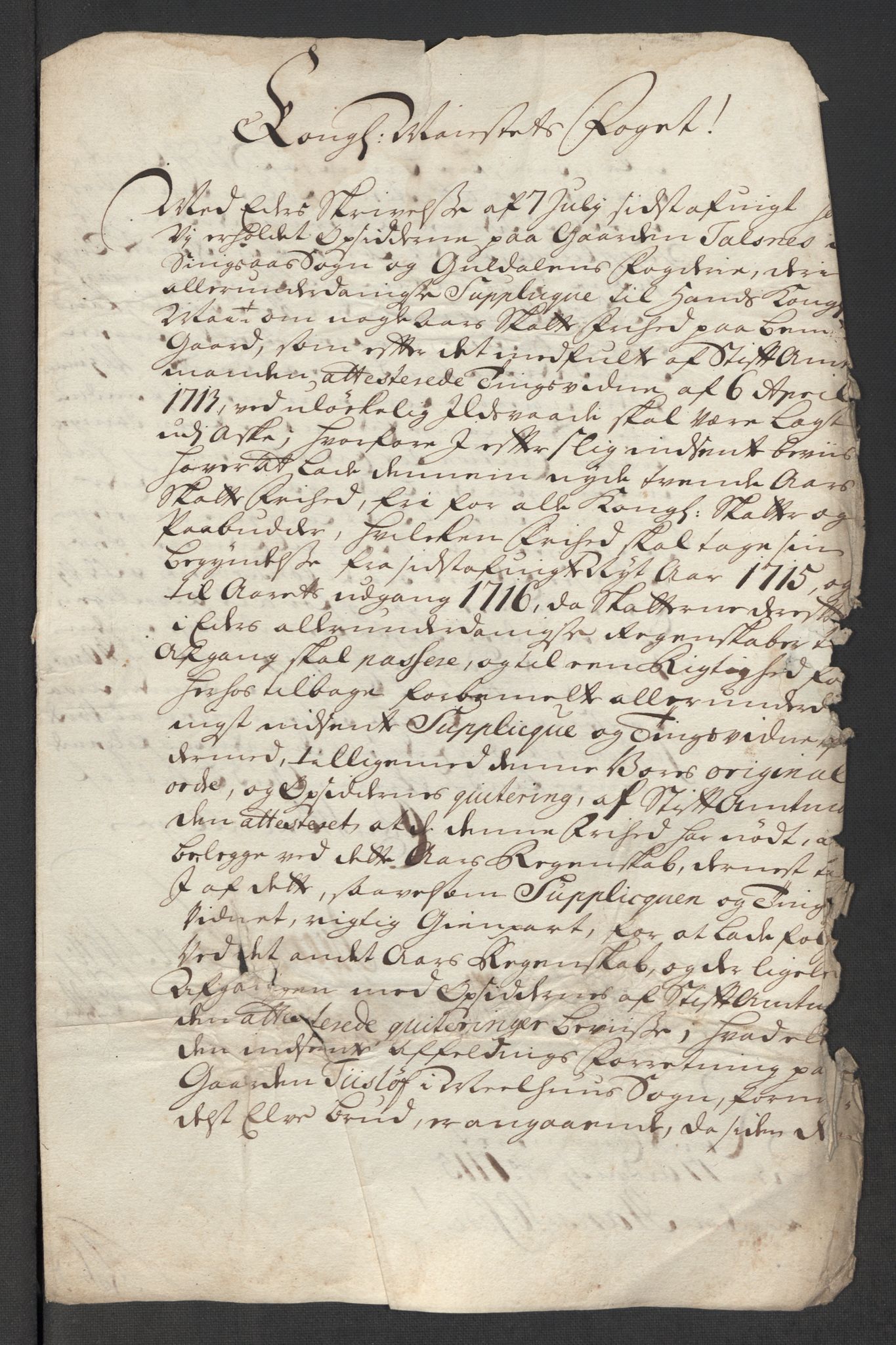 Rentekammeret inntil 1814, Reviderte regnskaper, Fogderegnskap, RA/EA-4092/R60/L3966: Fogderegnskap Orkdal og Gauldal, 1715, p. 542