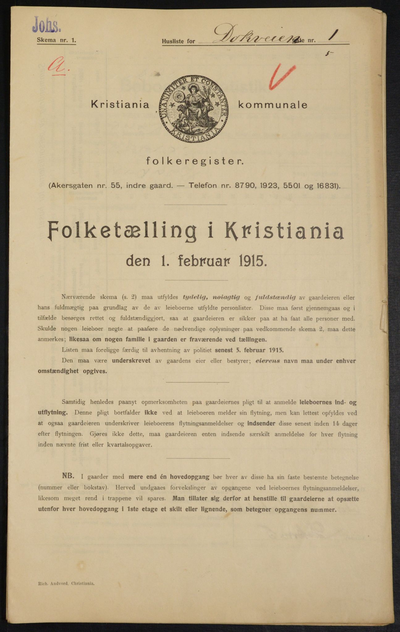 OBA, Municipal Census 1915 for Kristiania, 1915, p. 15812