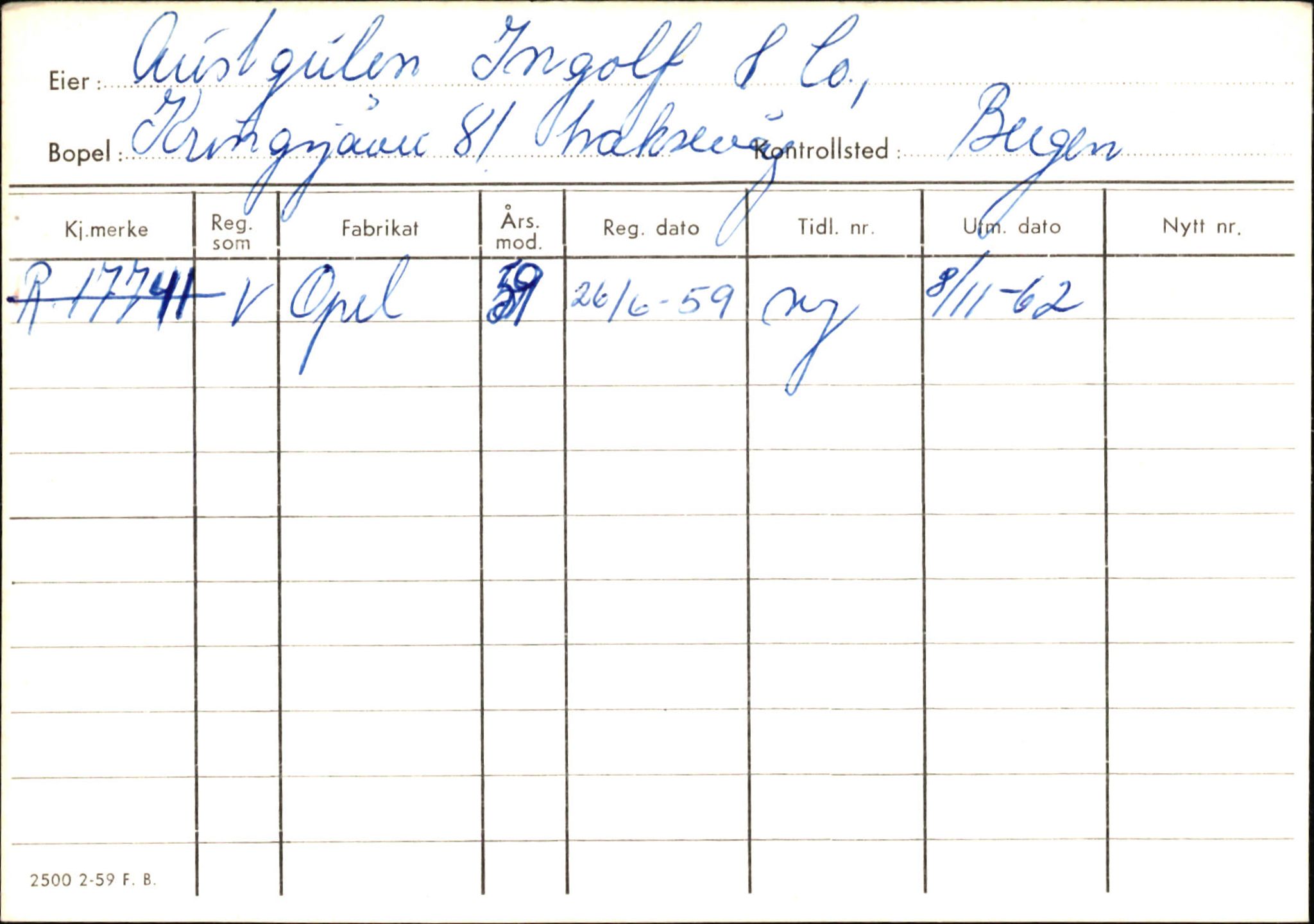 Statens vegvesen, Hordaland vegkontor, AV/SAB-A-5201/2/Ha/L0003: R-eierkort A-B, 1920-1971, p. 50