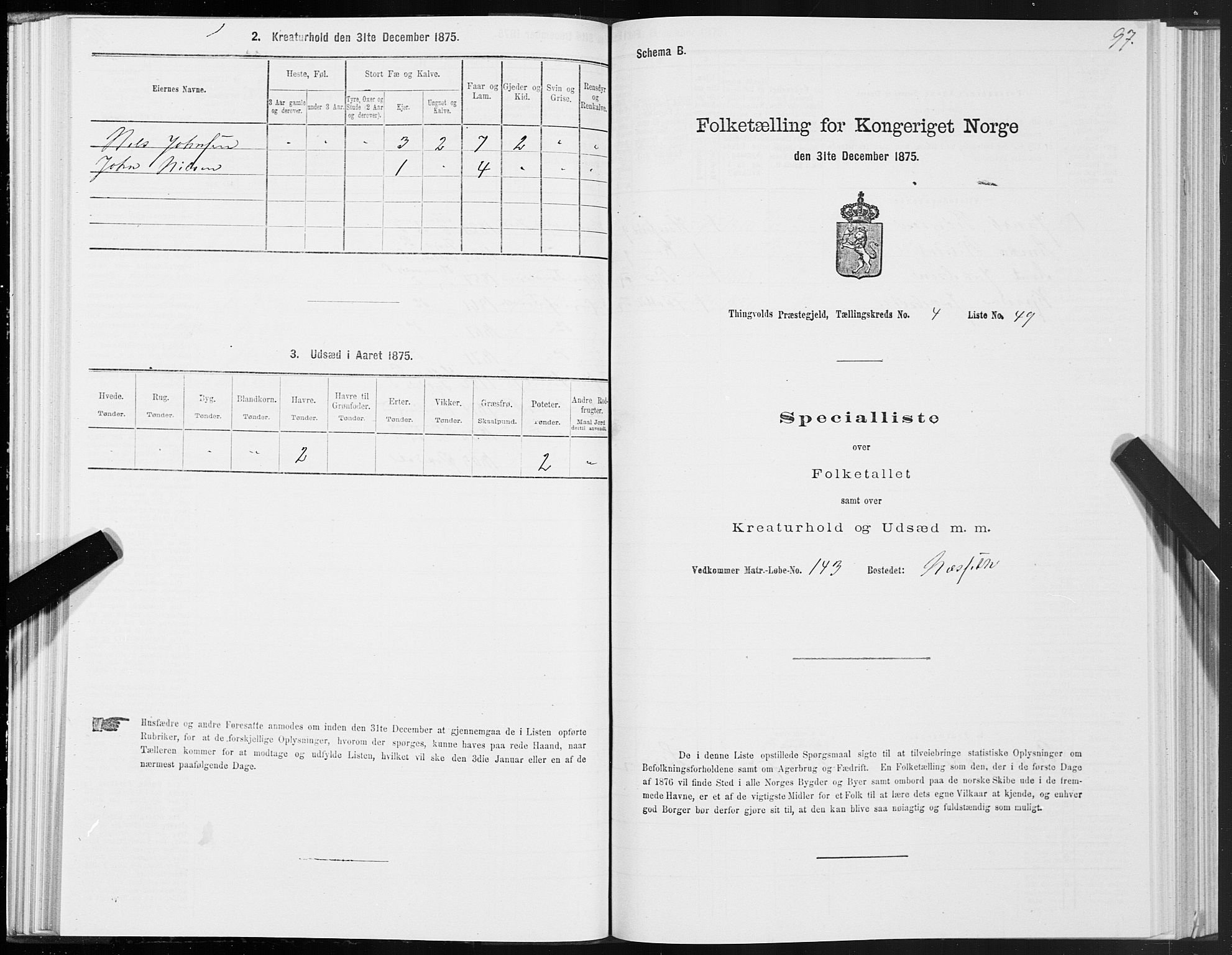 SAT, 1875 census for 1560P Tingvoll, 1875, p. 2097