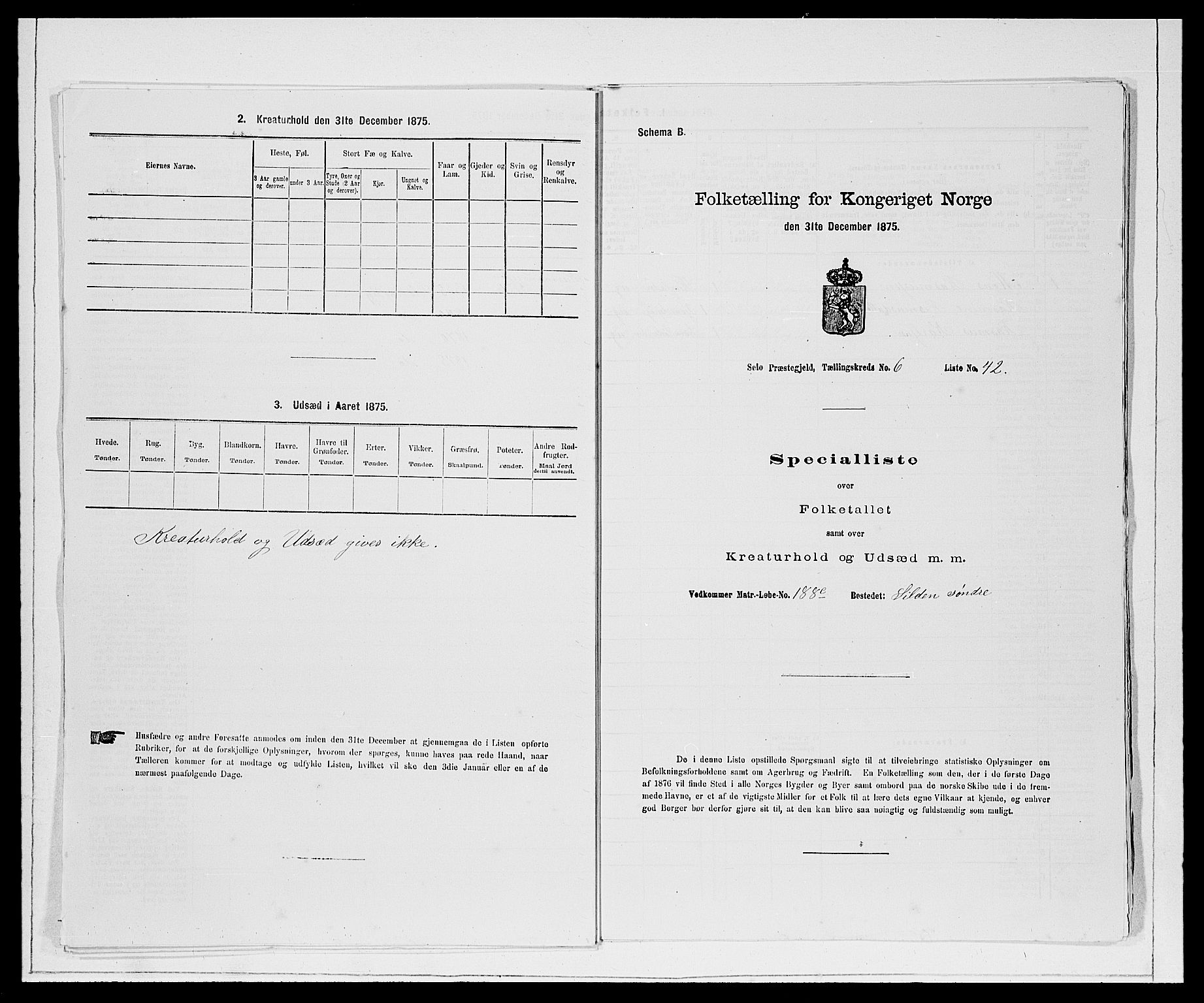 SAB, 1875 Census for 1441P Selje, 1875, p. 784