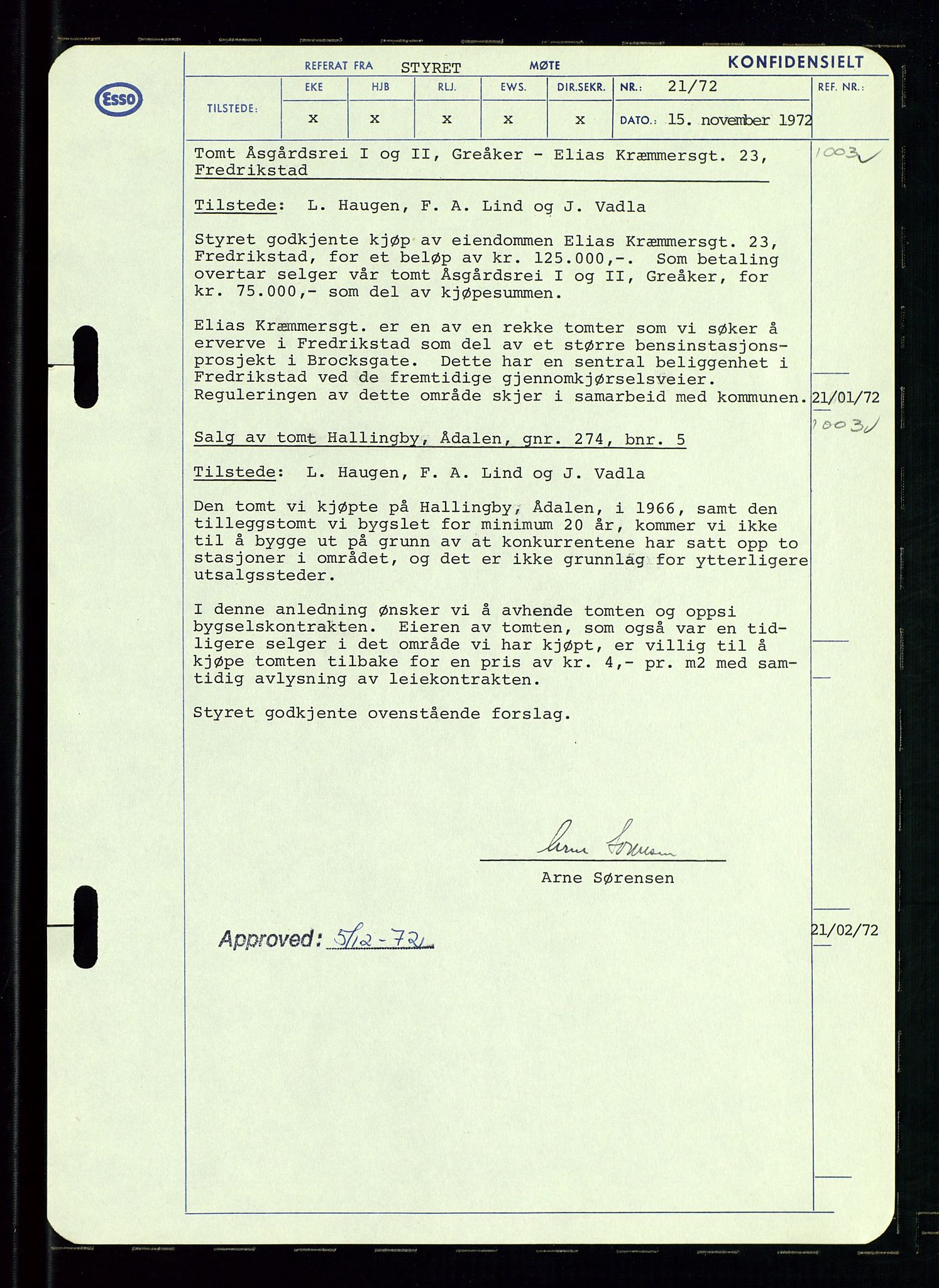 Pa 0982 - Esso Norge A/S, AV/SAST-A-100448/A/Aa/L0003/0002: Den administrerende direksjon Board minutes (styrereferater) og Bedriftforsamlingsprotokoll / Den administrerende direksjon Board minutes (styrereferater), 1970-1974, p. 99