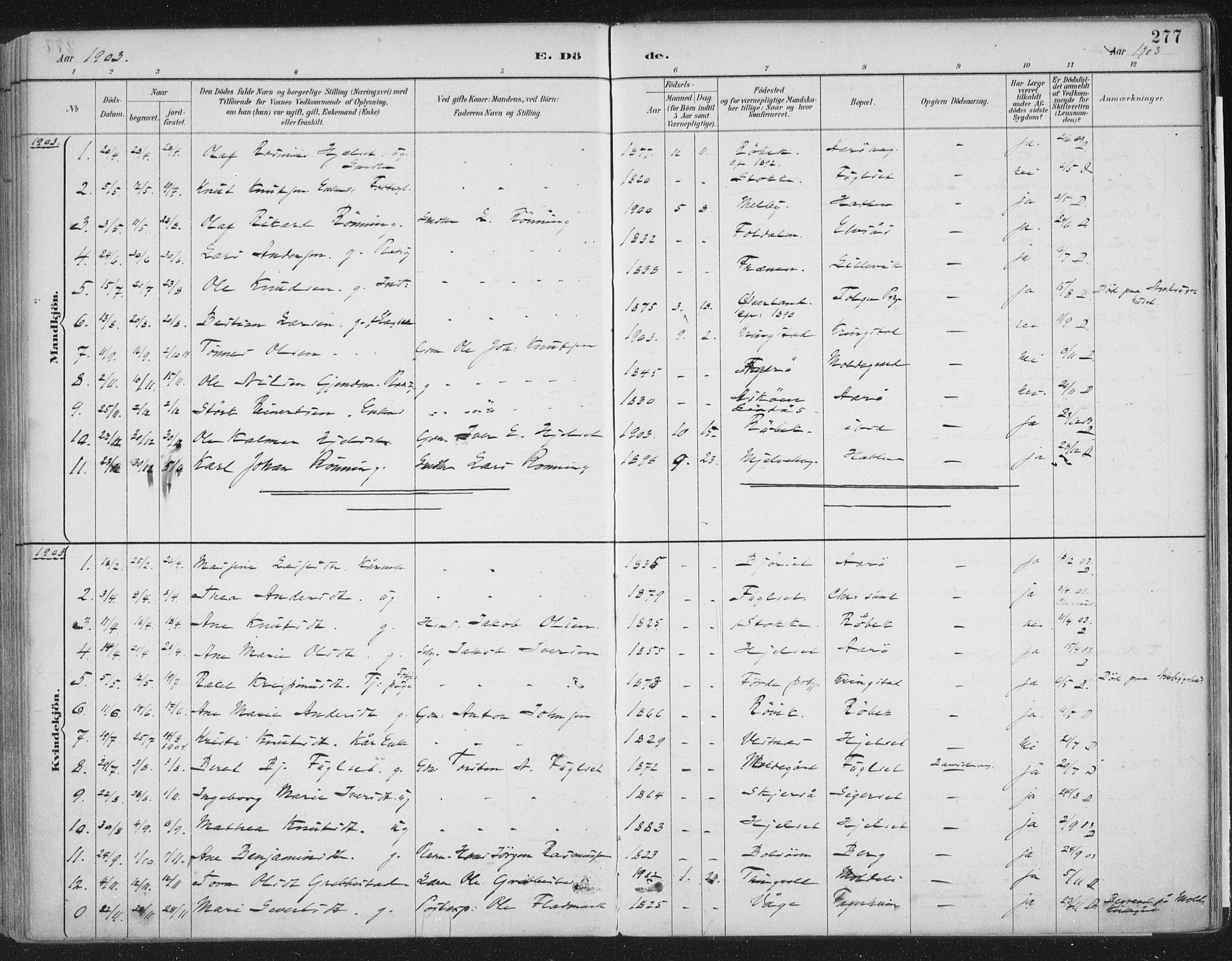 Ministerialprotokoller, klokkerbøker og fødselsregistre - Møre og Romsdal, AV/SAT-A-1454/555/L0658: Parish register (official) no. 555A09, 1887-1917, p. 277