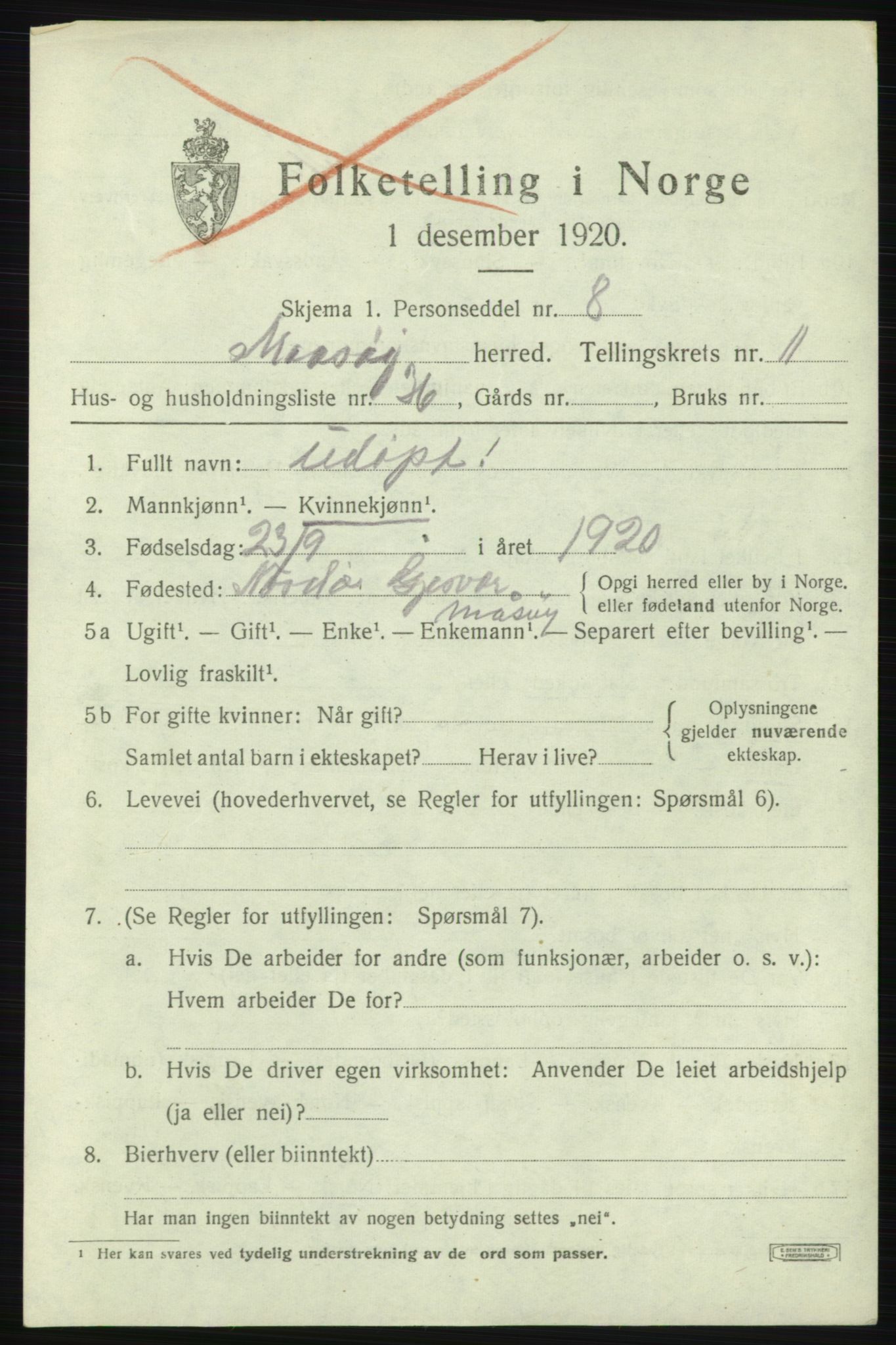SATØ, 1920 census for Måsøy, 1920, p. 1228