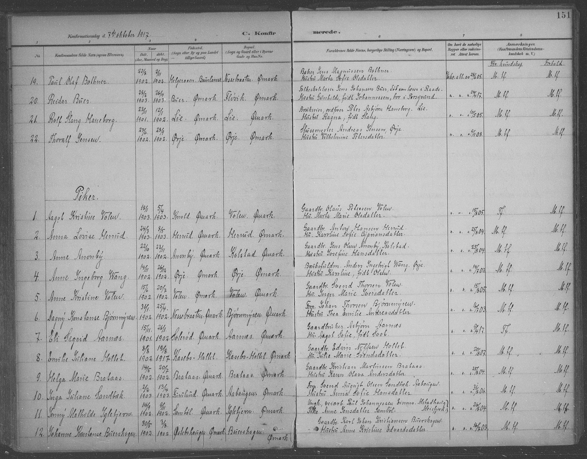 Aremark prestekontor Kirkebøker, AV/SAO-A-10899/F/Fb/L0005: Parish register (official) no. II 5, 1895-1919, p. 151