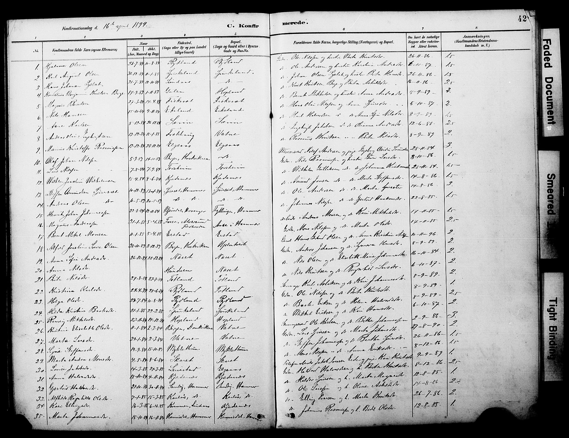 Alversund Sokneprestembete, SAB/A-73901/H/Ha/Hab: Parish register (copy) no. D 3, 1890-1908, p. 42