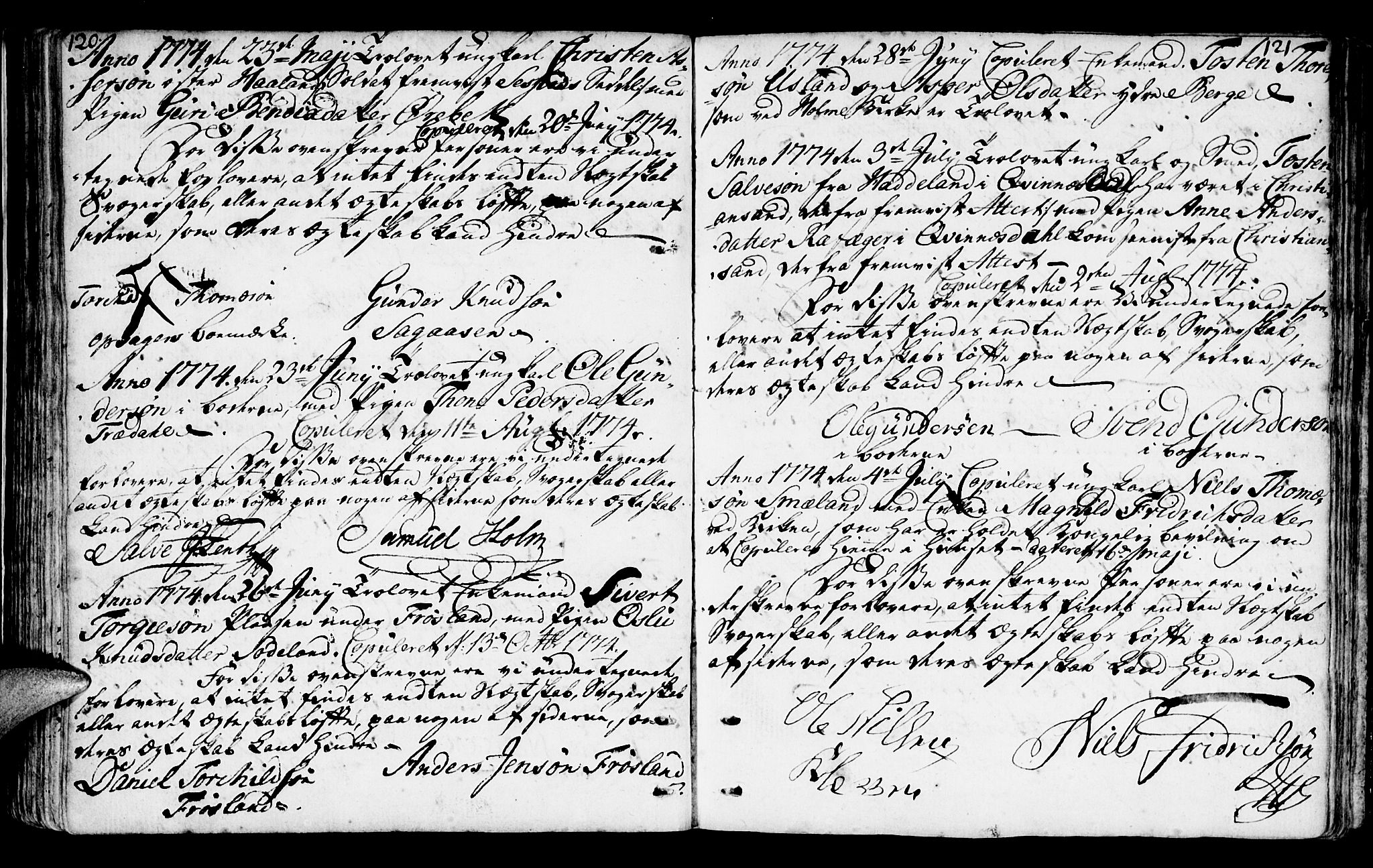 Mandal sokneprestkontor, SAK/1111-0030/F/Fa/Faa/L0006: Parish register (official) no. A 6, 1755-1783, p. 120-121