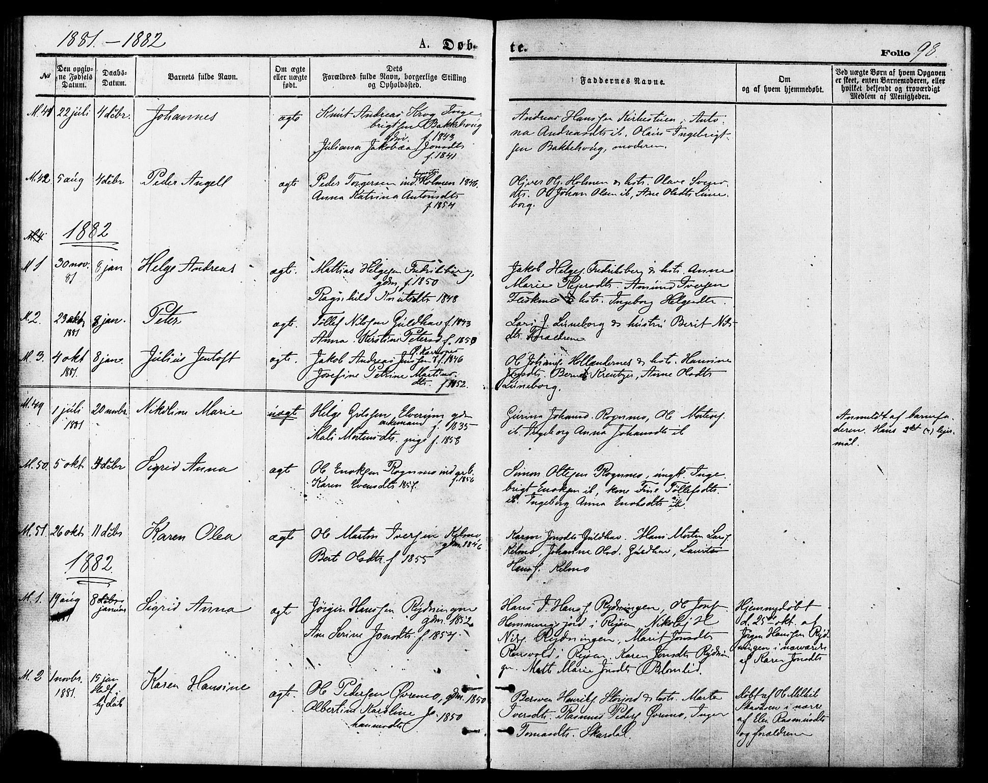 Målselv sokneprestembete, AV/SATØ-S-1311/G/Ga/Gaa/L0005kirke: Parish register (official) no. 5, 1872-1884, p. 98