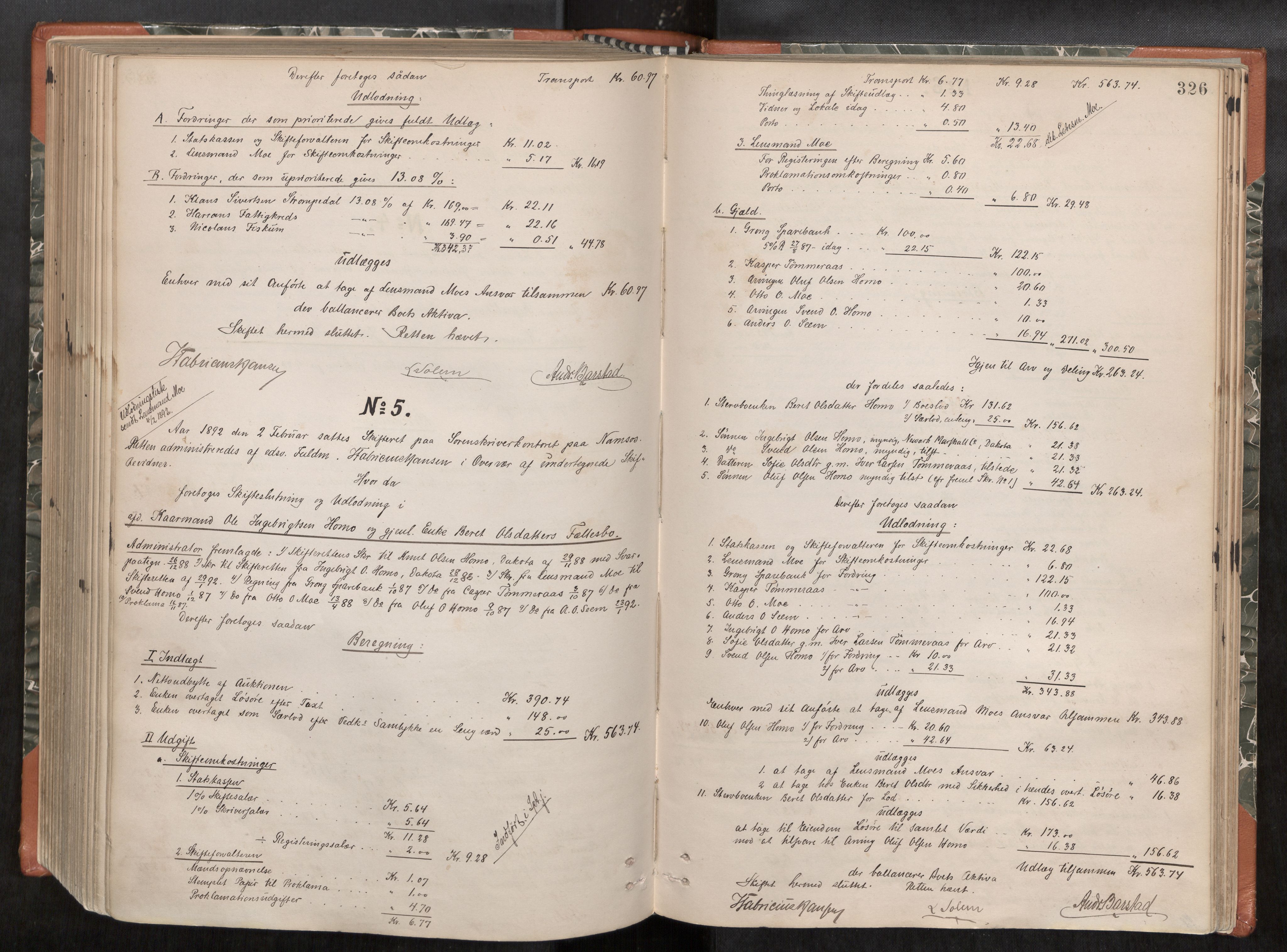 Namdal sorenskriveri, AV/SAT-A-4133/1/3/3A/L0045: Skifteprotokoll nr. 7, 1884-1894, p. 326