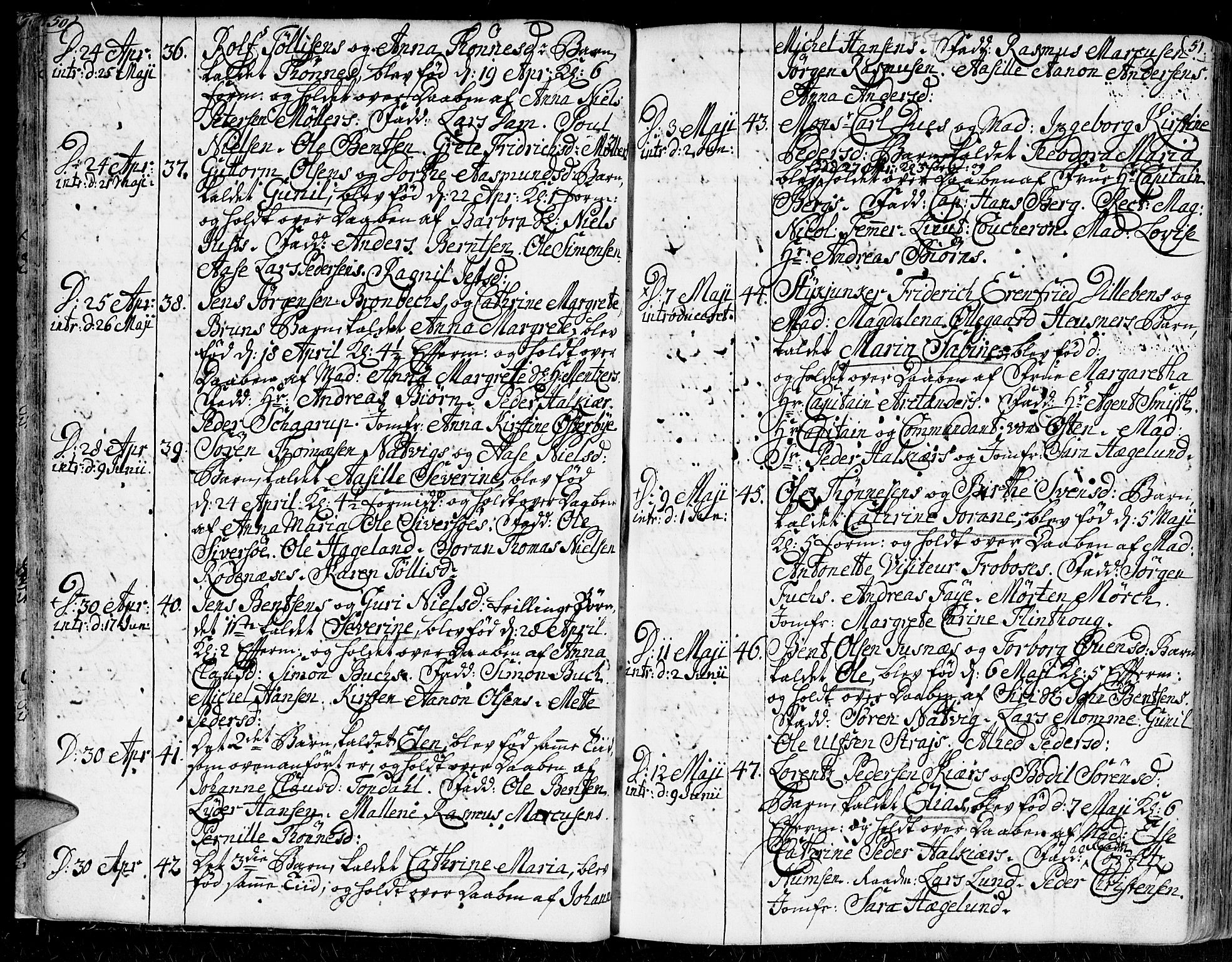 Kristiansand domprosti, AV/SAK-1112-0006/F/Fa/L0002: Parish register (official) no. A 2, 1755-1778, p. 50-51