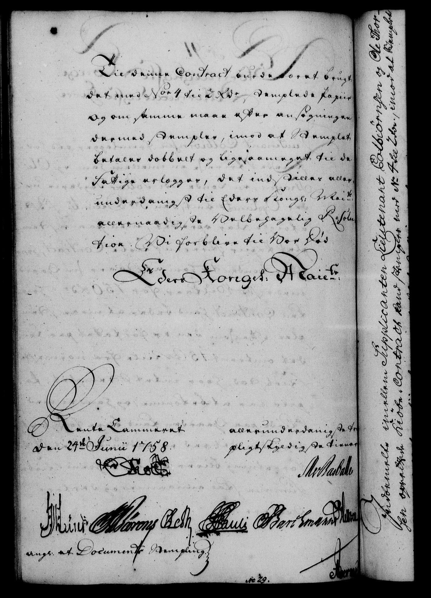 Rentekammeret, Kammerkanselliet, RA/EA-3111/G/Gf/Gfa/L0040: Norsk relasjons- og resolusjonsprotokoll (merket RK 52.40), 1758, p. 500