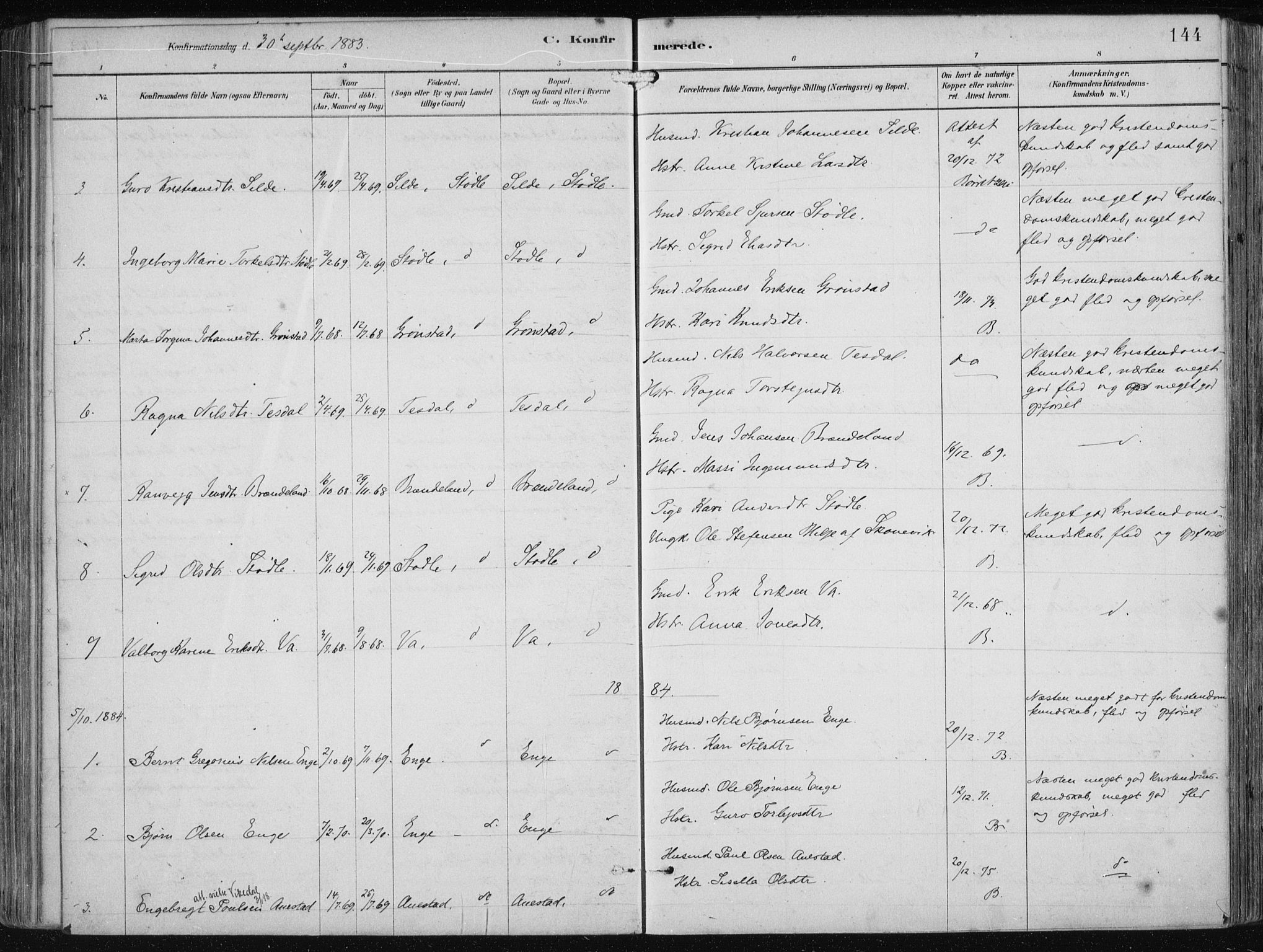 Etne sokneprestembete, AV/SAB-A-75001/H/Haa: Parish register (official) no. B  1, 1879-1919, p. 144