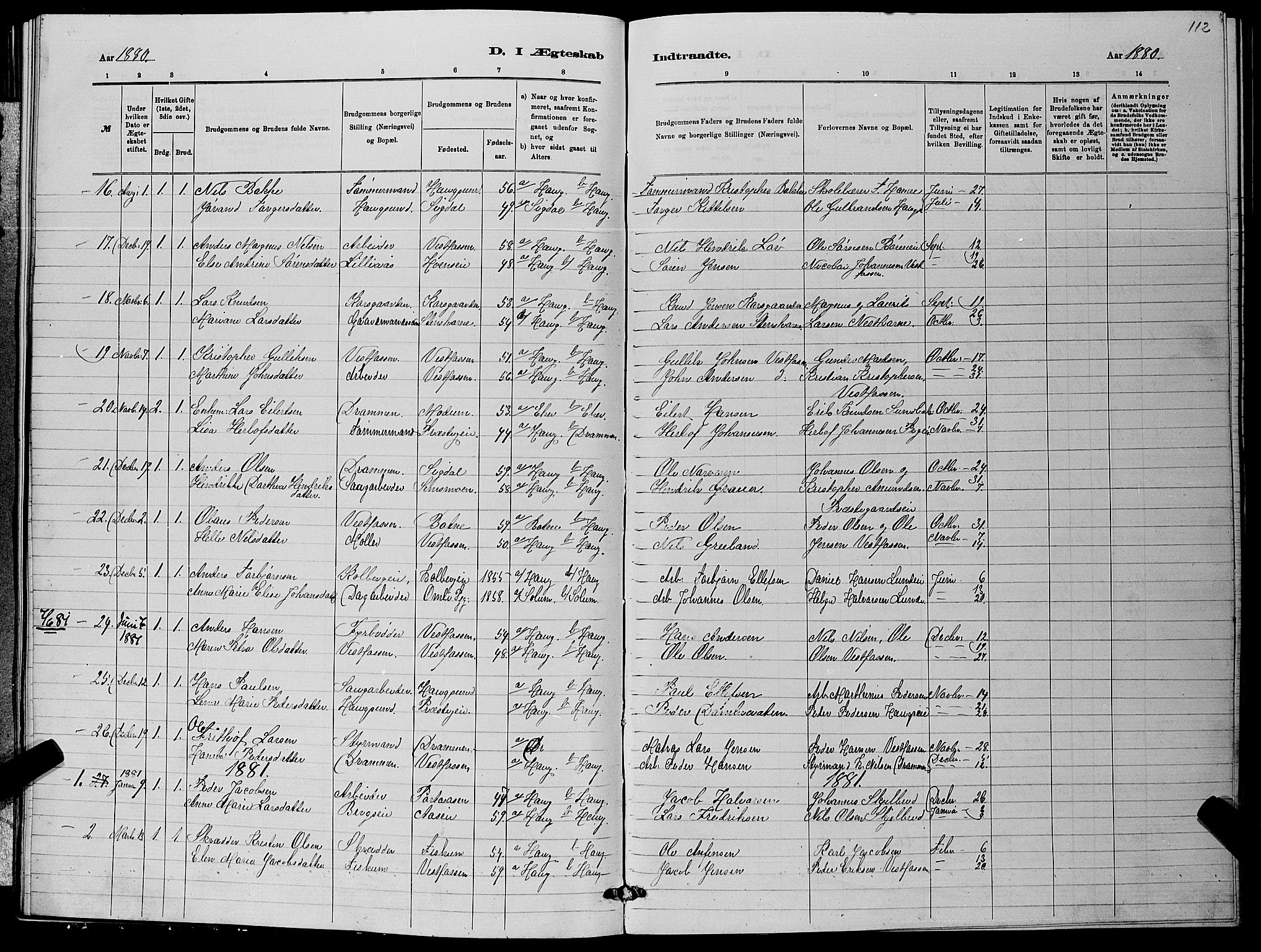Eiker kirkebøker, SAKO/A-4/G/Ga/L0005: Parish register (copy) no. I 5, 1878-1887, p. 112