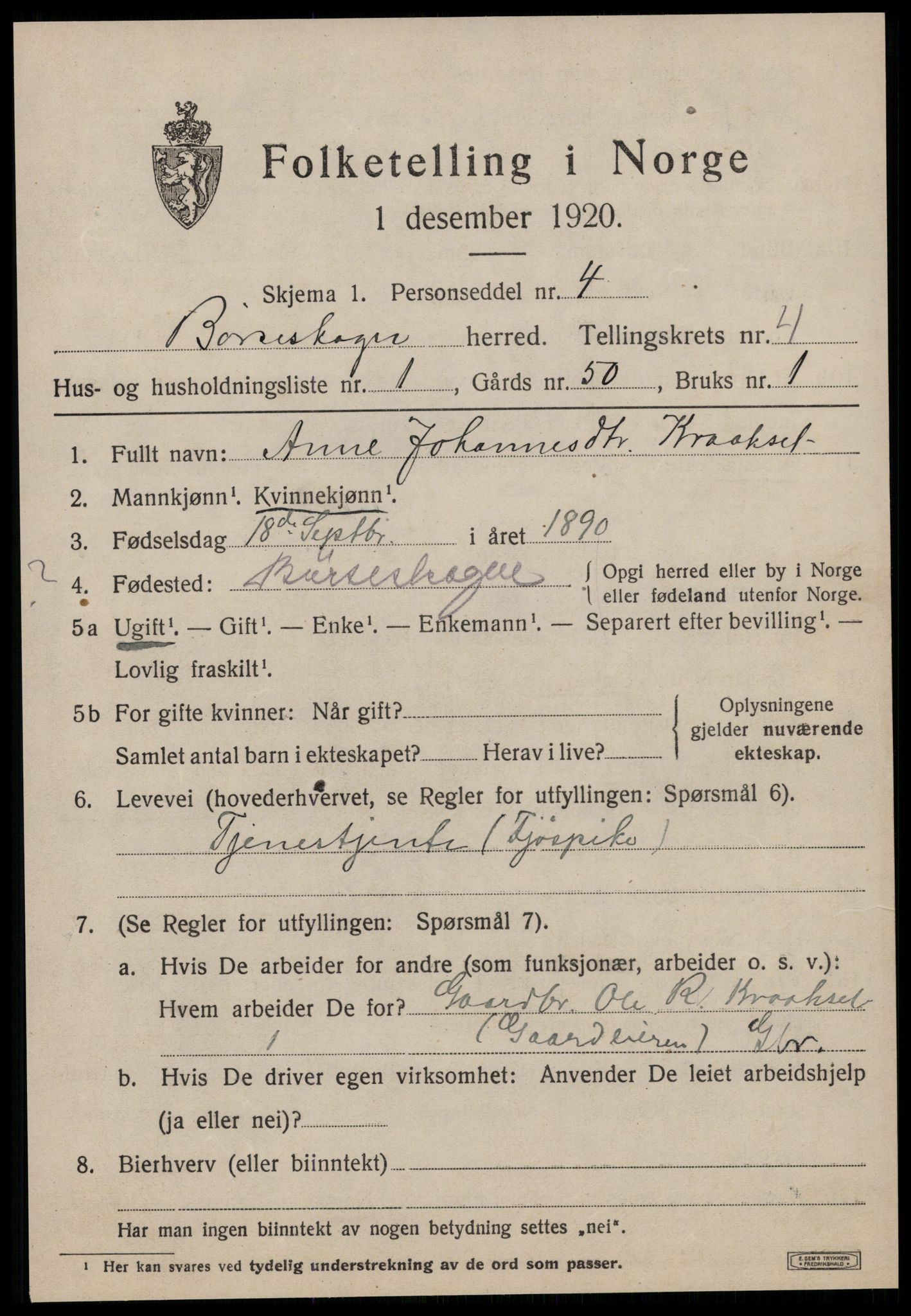 SAT, 1920 census for Børseskogn, 1920, p. 2276