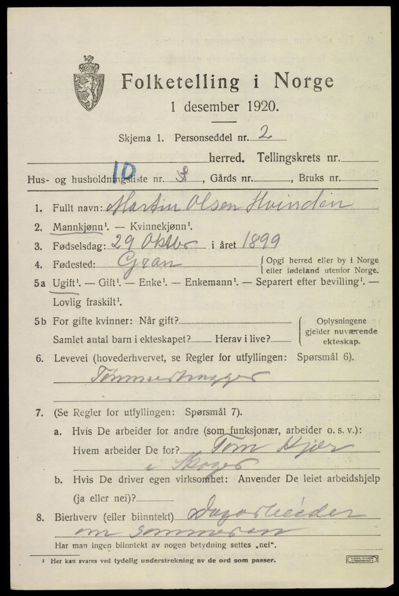 SAKO, 1920 census for Norderhov, 1920, p. 24217