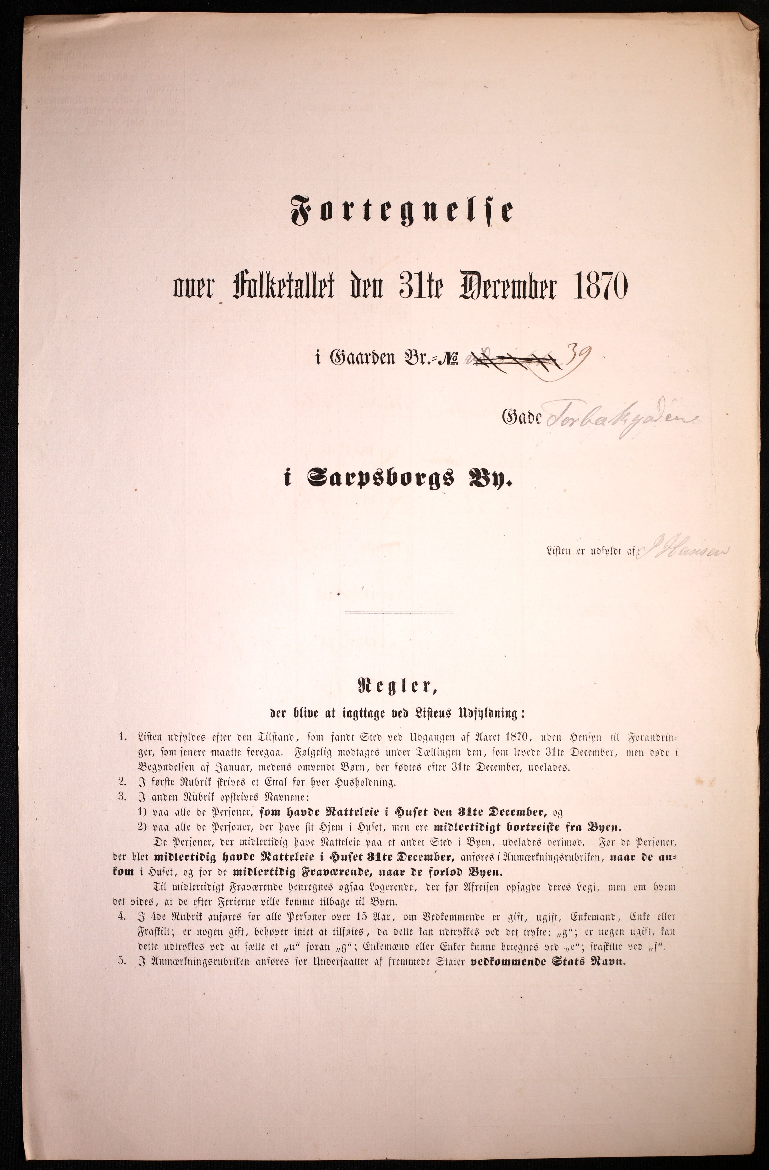 RA, 1870 census for 0102 Sarpsborg, 1870, p. 299