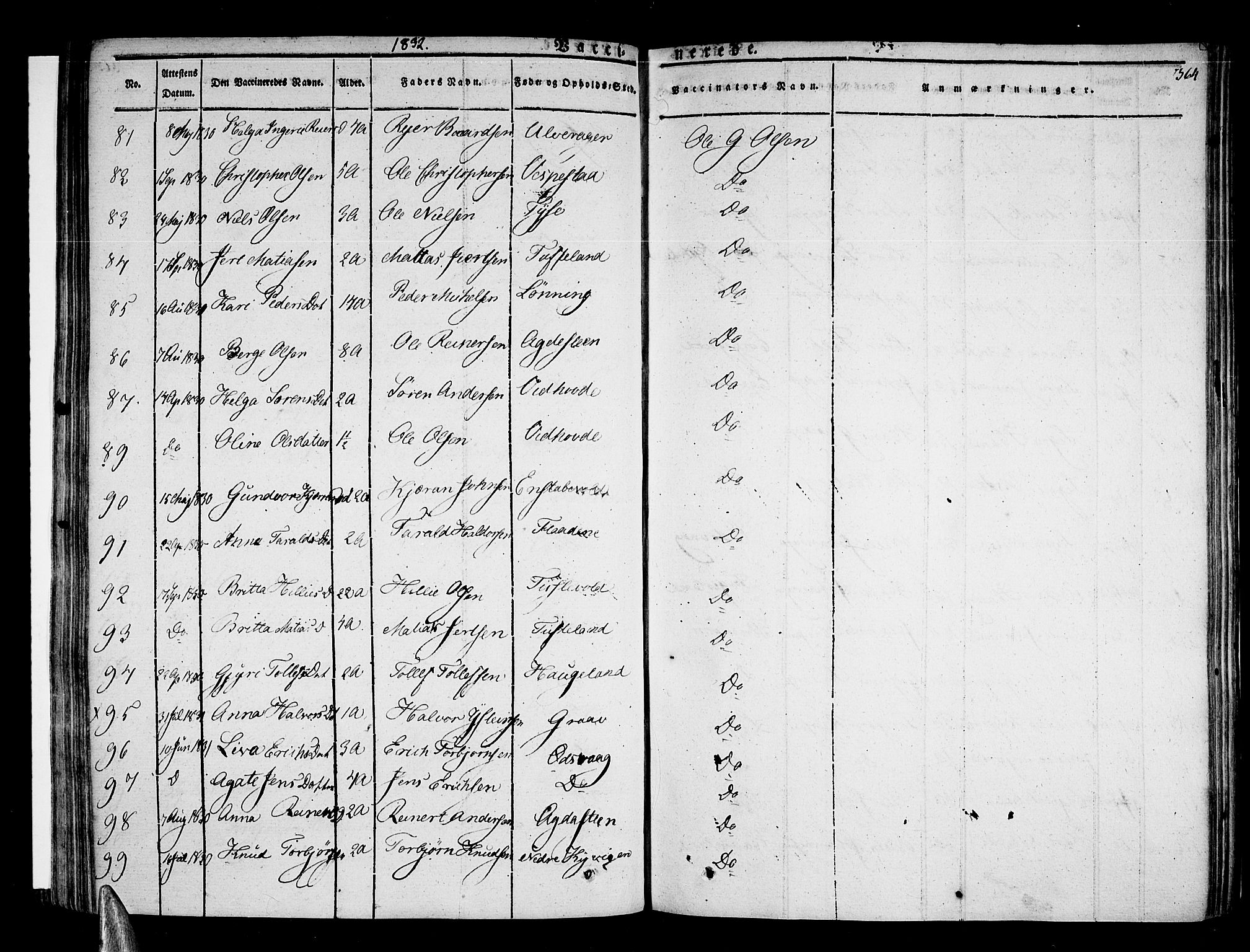 Stord sokneprestembete, AV/SAB-A-78201/H/Haa: Parish register (official) no. A 6, 1826-1840, p. 364