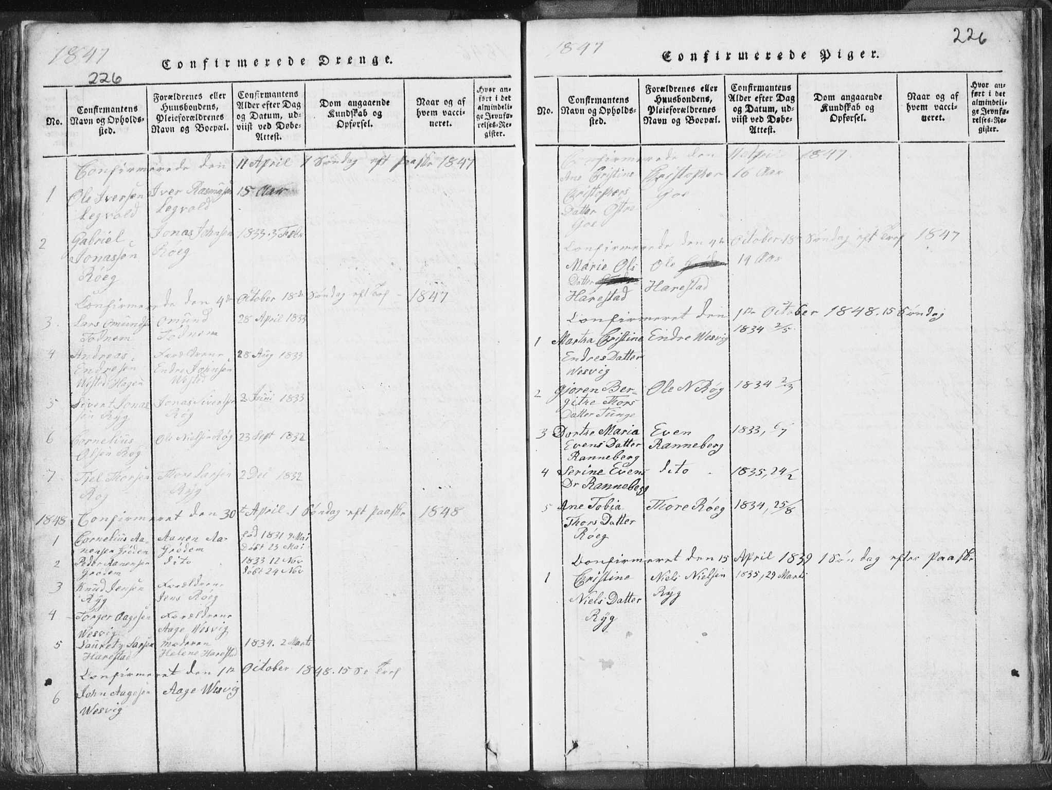 Hetland sokneprestkontor, SAST/A-101826/30/30BA/L0001: Parish register (official) no. A 1, 1816-1856, p. 226
