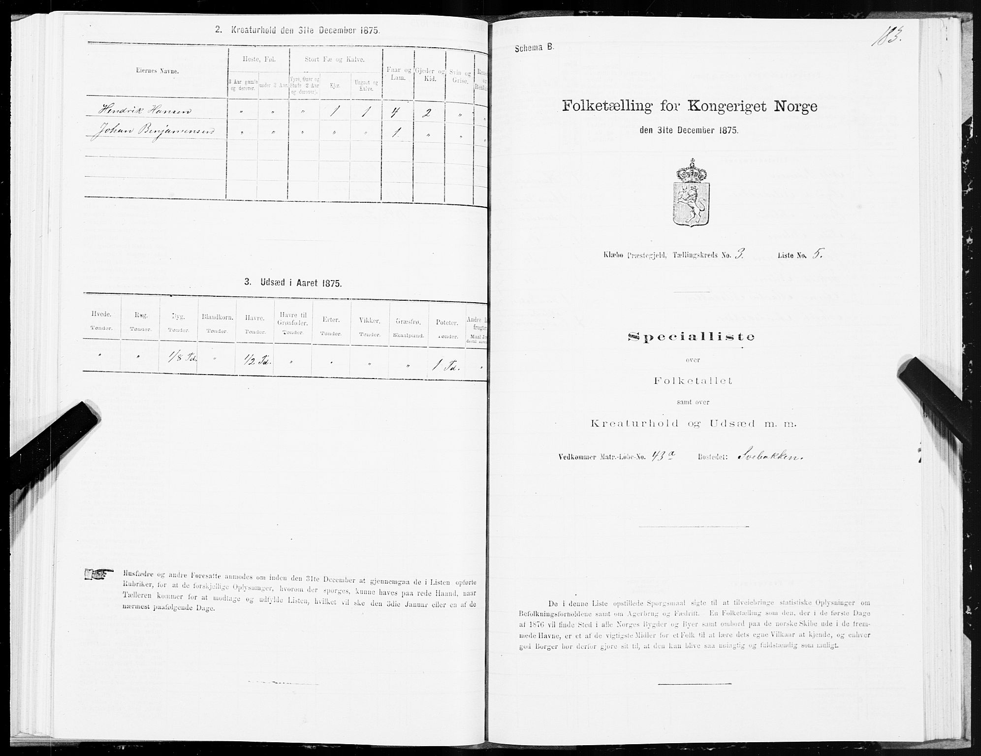 SAT, 1875 census for 1662P Klæbu, 1875, p. 1183