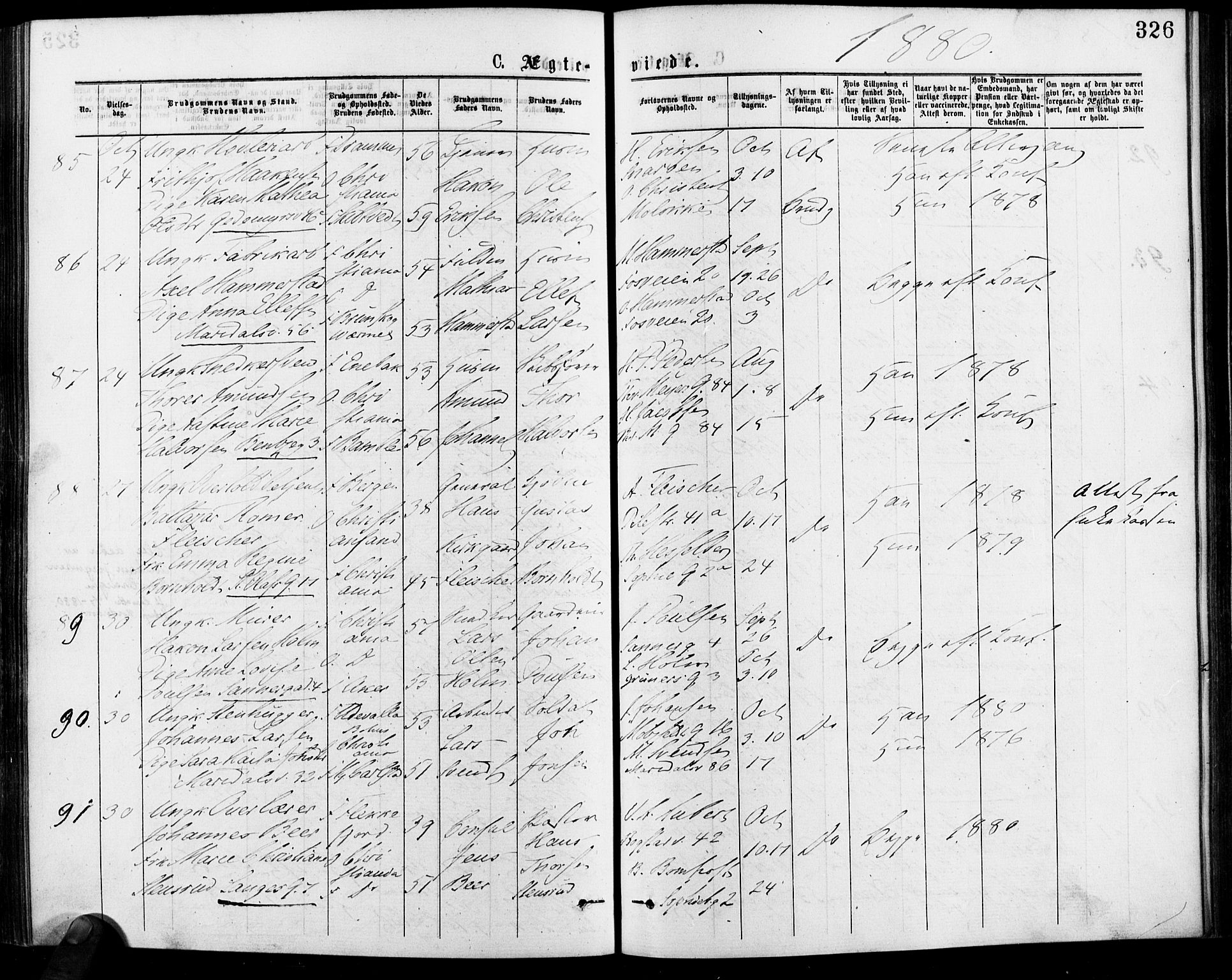 Gamle Aker prestekontor Kirkebøker, AV/SAO-A-10617a/F/L0005: Parish register (official) no. 5, 1873-1881, p. 326