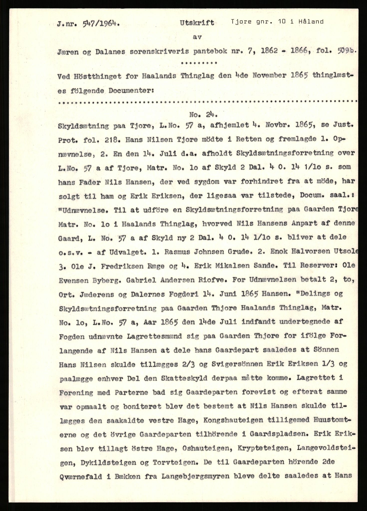 Statsarkivet i Stavanger, AV/SAST-A-101971/03/Y/Yj/L0087: Avskrifter sortert etter gårdsnavn: Tjemsland nordre - Todhammer, 1750-1930, p. 153