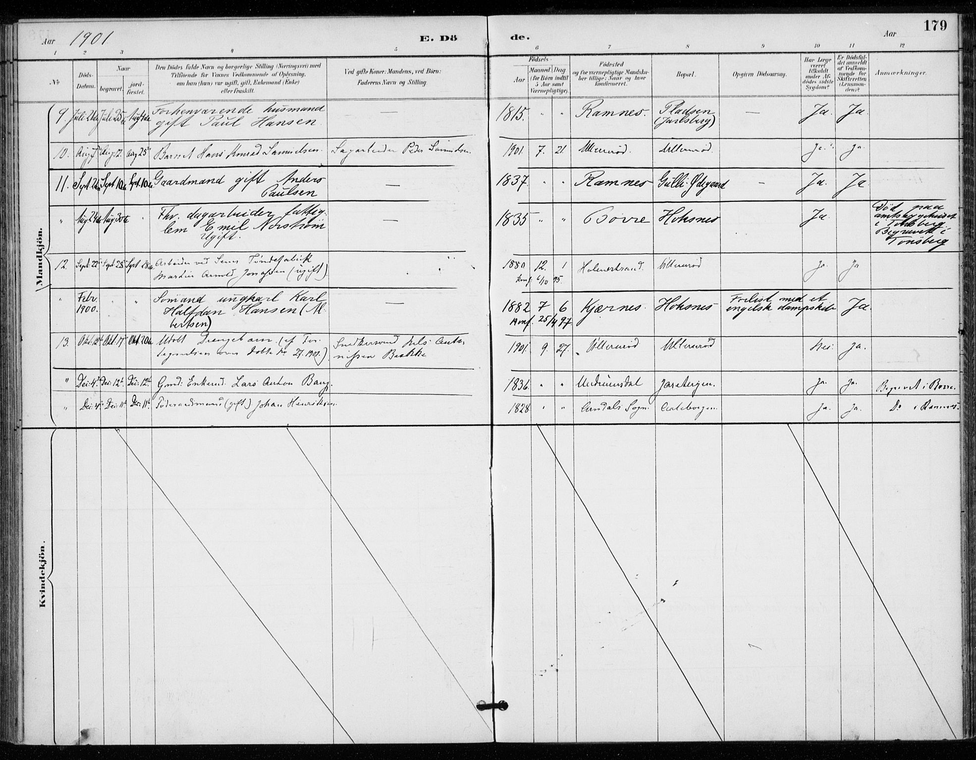 Sem kirkebøker, AV/SAKO-A-5/F/Fa/L0011: Parish register (official) no. I 11, 1888-1904, p. 179