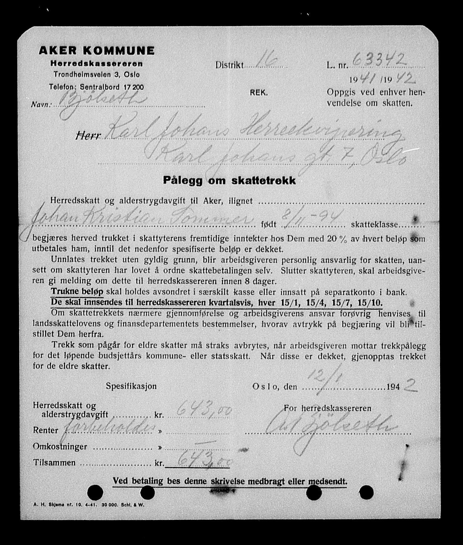 Justisdepartementet, Tilbakeføringskontoret for inndratte formuer, AV/RA-S-1564/H/Hc/Hcc/L0949: --, 1945-1947, p. 133