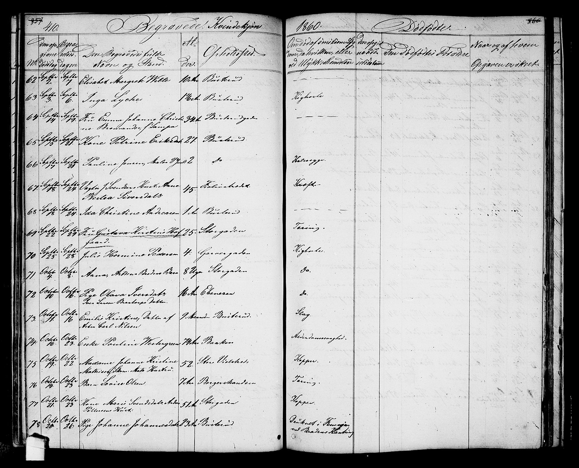 Halden prestekontor Kirkebøker, AV/SAO-A-10909/G/Ga/L0005a: Parish register (copy) no. 5A, 1855-1864, p. 410