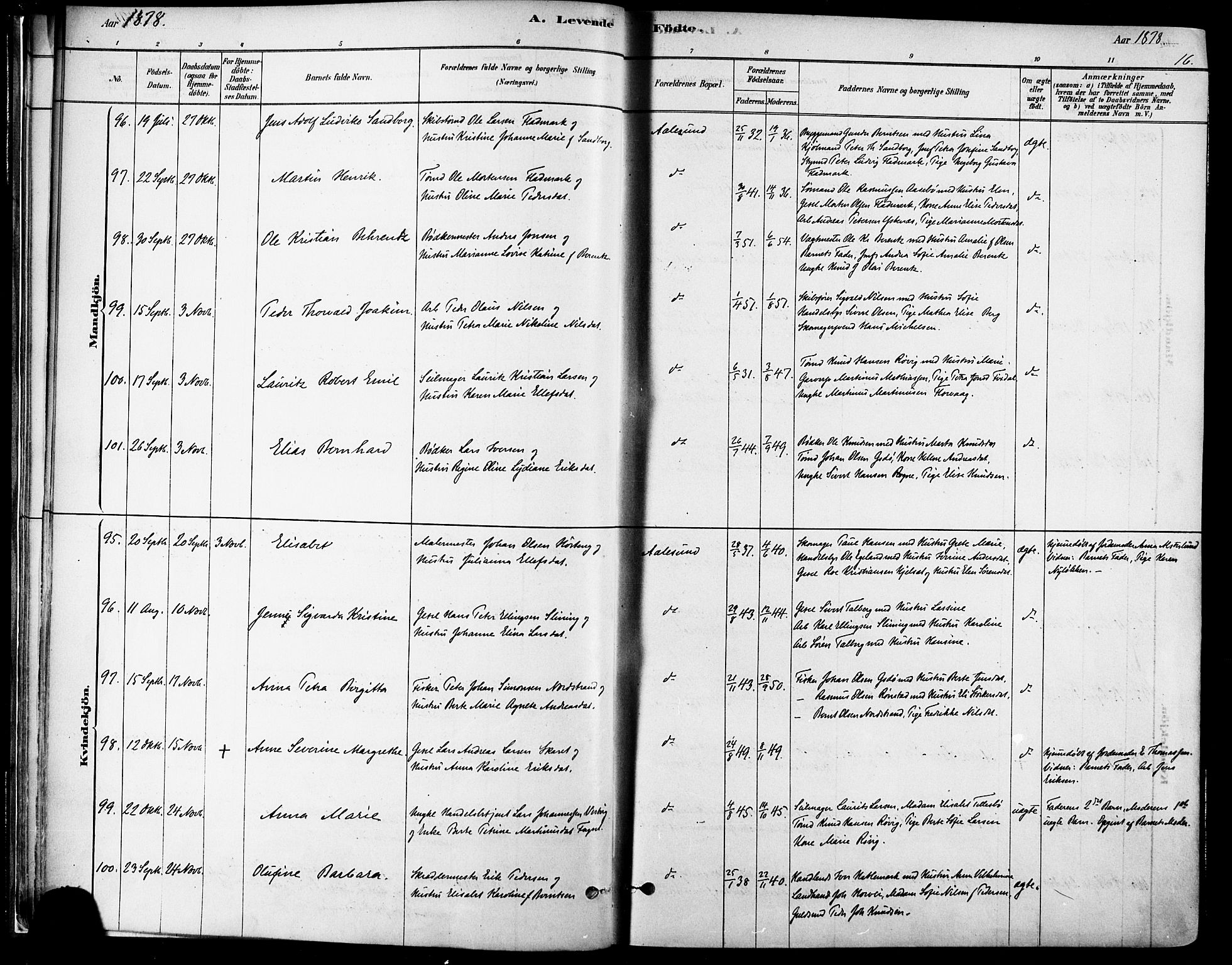 Ministerialprotokoller, klokkerbøker og fødselsregistre - Møre og Romsdal, SAT/A-1454/529/L0454: Parish register (official) no. 529A04, 1878-1885, p. 16