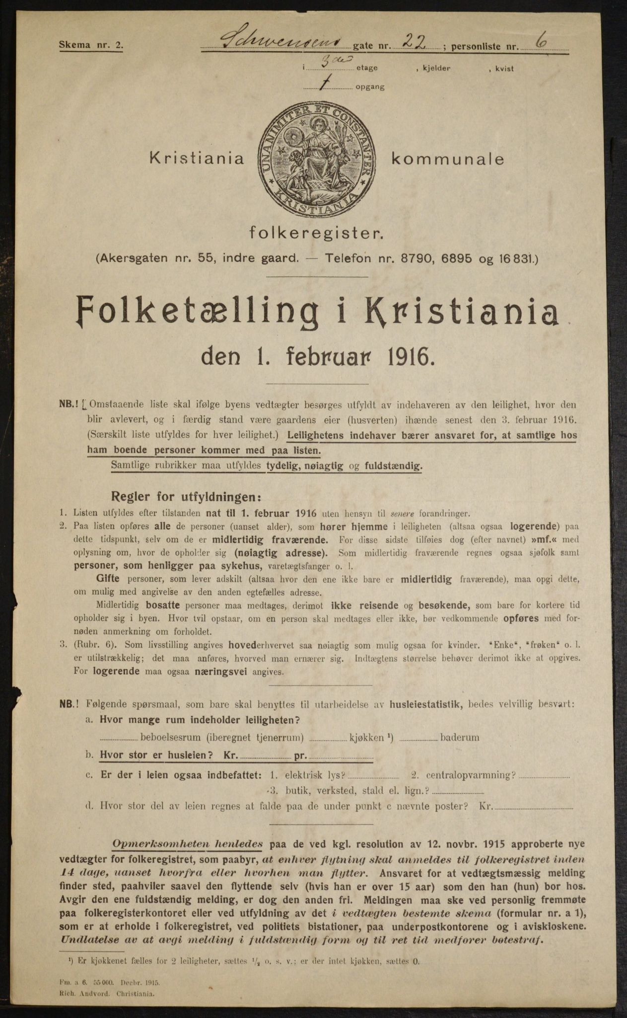 OBA, Municipal Census 1916 for Kristiania, 1916, p. 95098