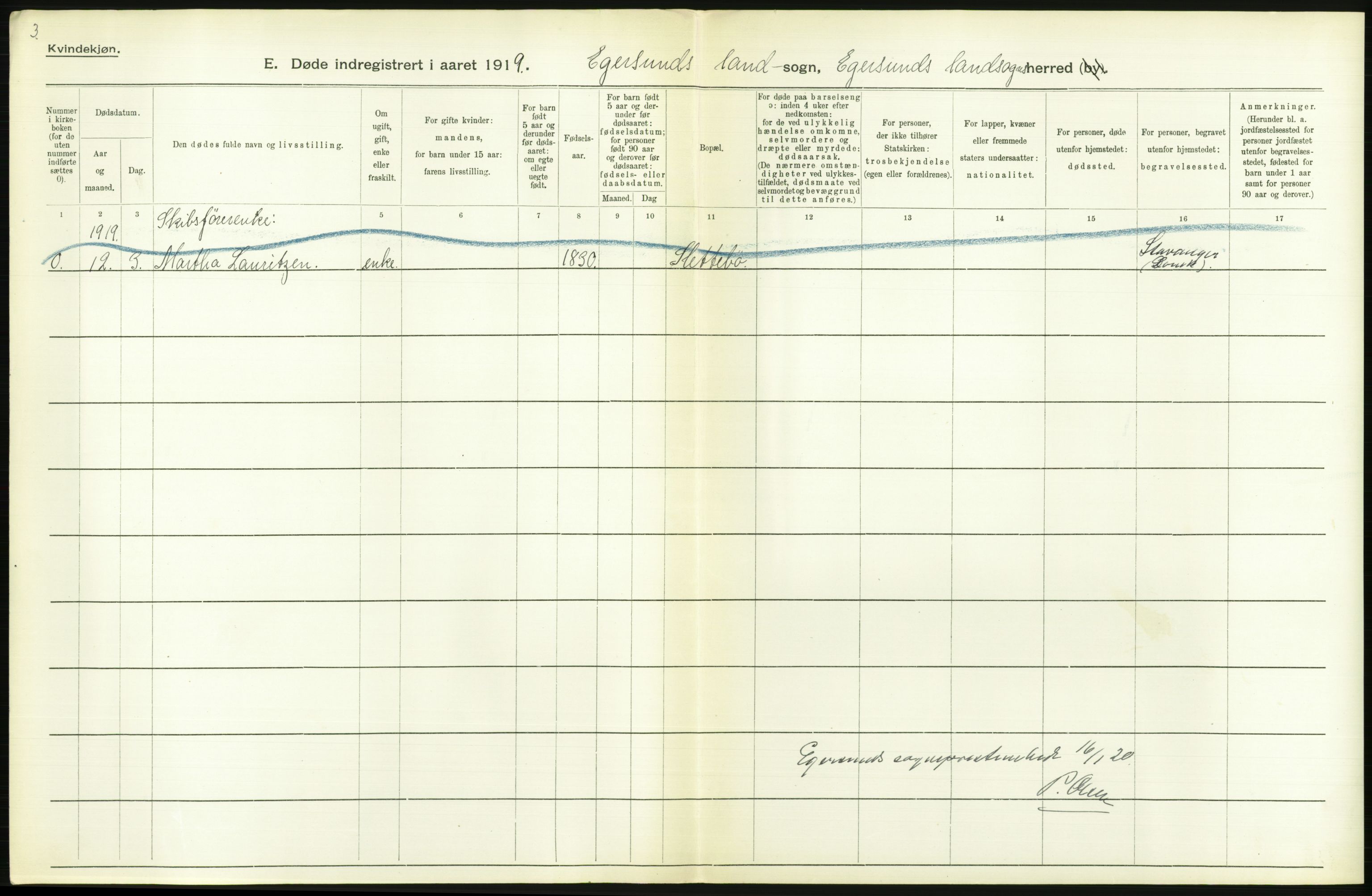 Statistisk sentralbyrå, Sosiodemografiske emner, Befolkning, RA/S-2228/D/Df/Dfb/Dfbi/L0030: Rogaland fylke: Døde. Bygder og byer., 1919, p. 206