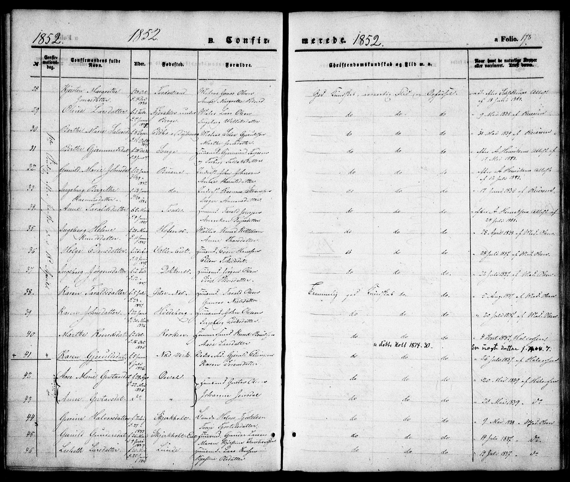 Holt sokneprestkontor, SAK/1111-0021/F/Fa/L0008: Parish register (official) no. A 8, 1849-1860, p. 178